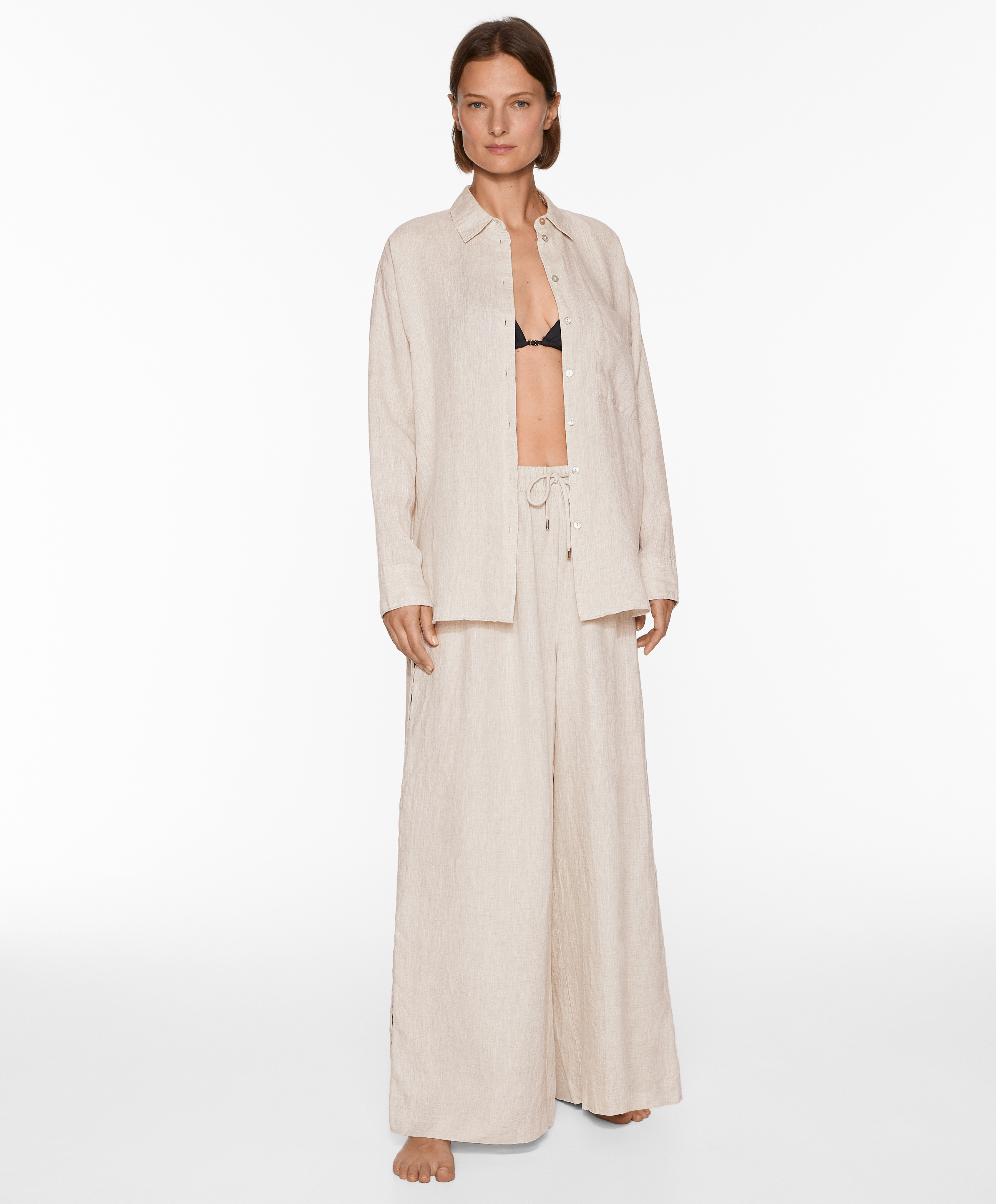 Straight cut 100% linen trousers