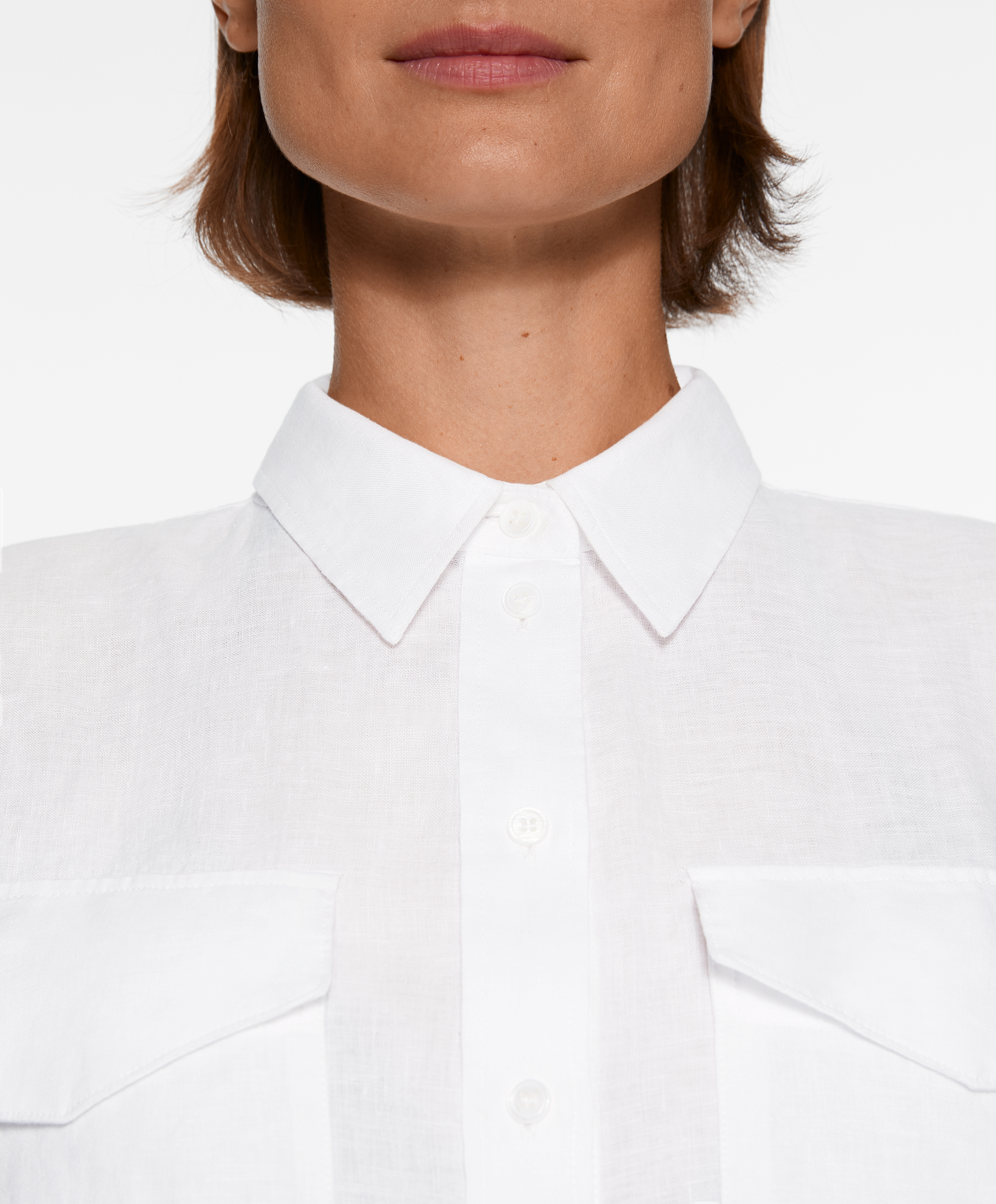 100% linen long-sleeved utility shirt