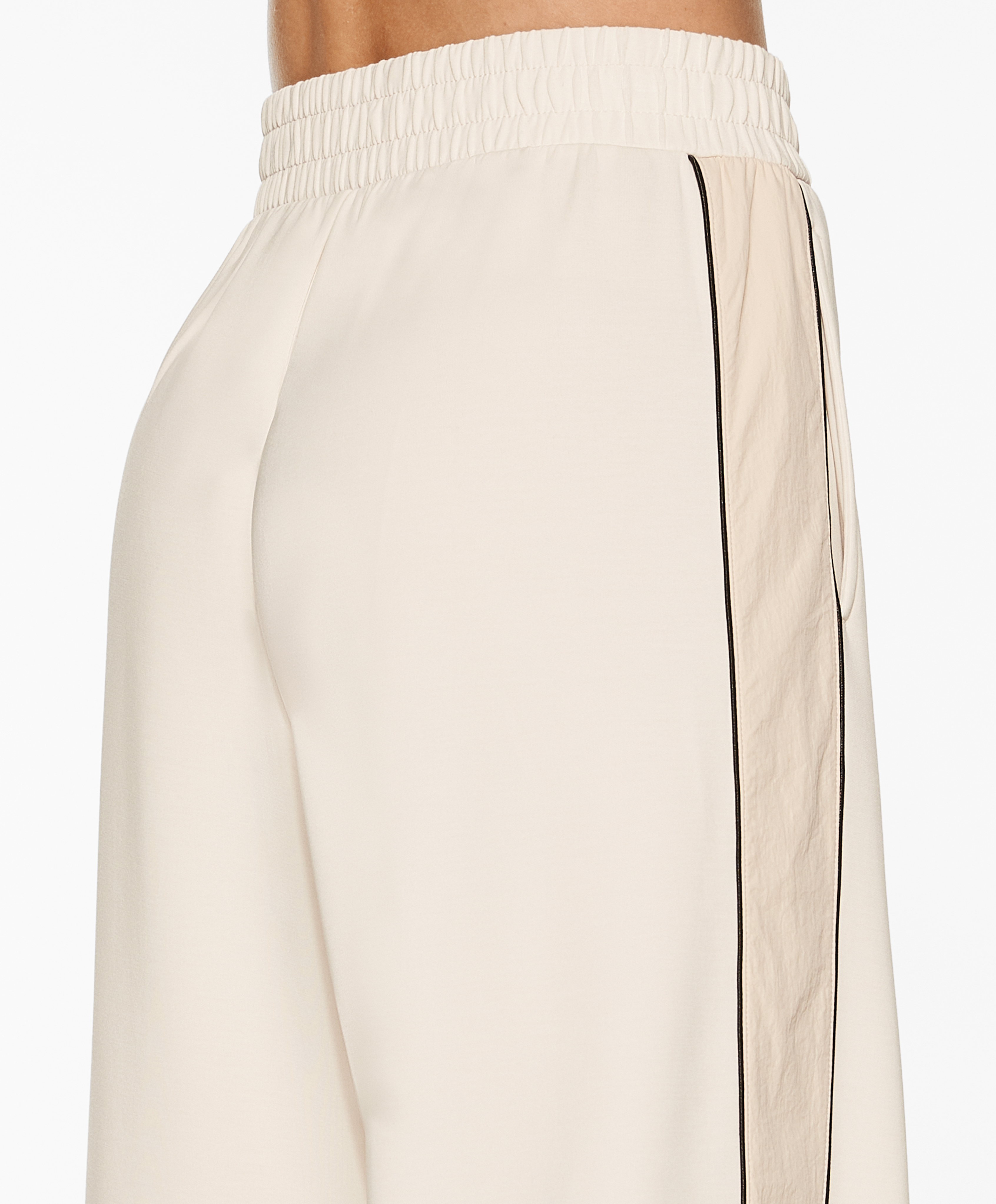 Side appliqué straight-leg trousers with modal