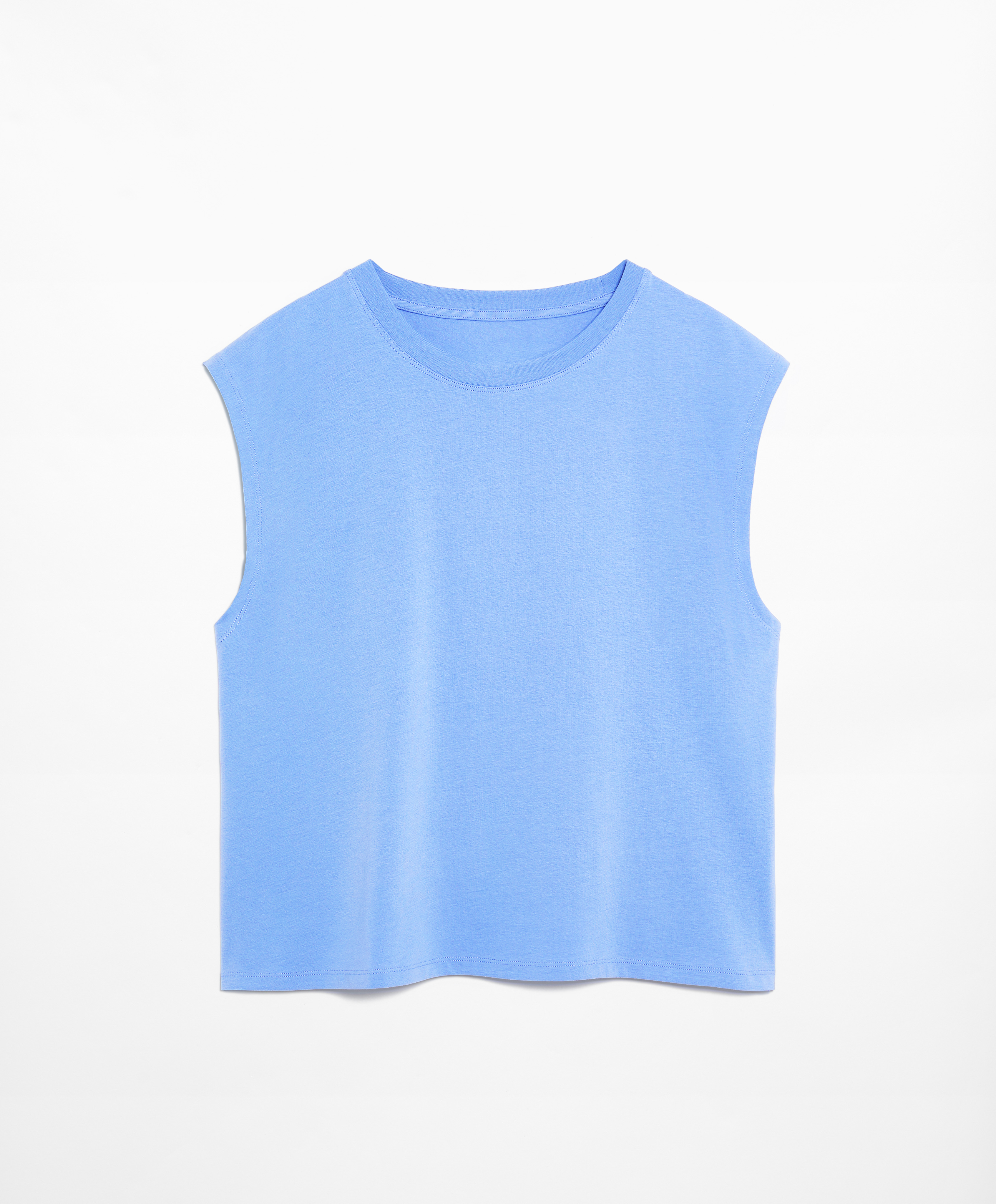Cotton blend sleeveless seamless T-shirt