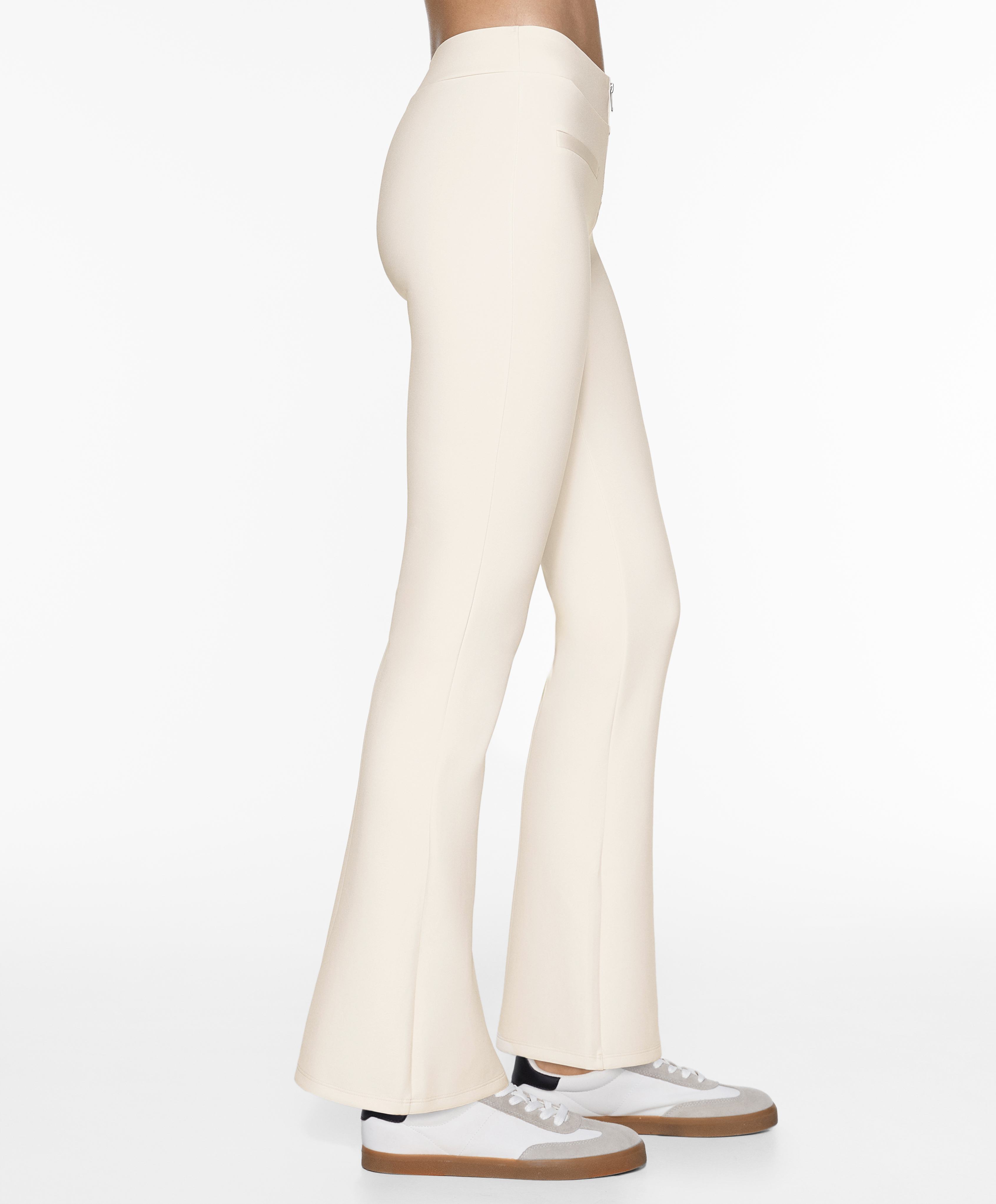 Neoprene-effect low-rise flare trousers
