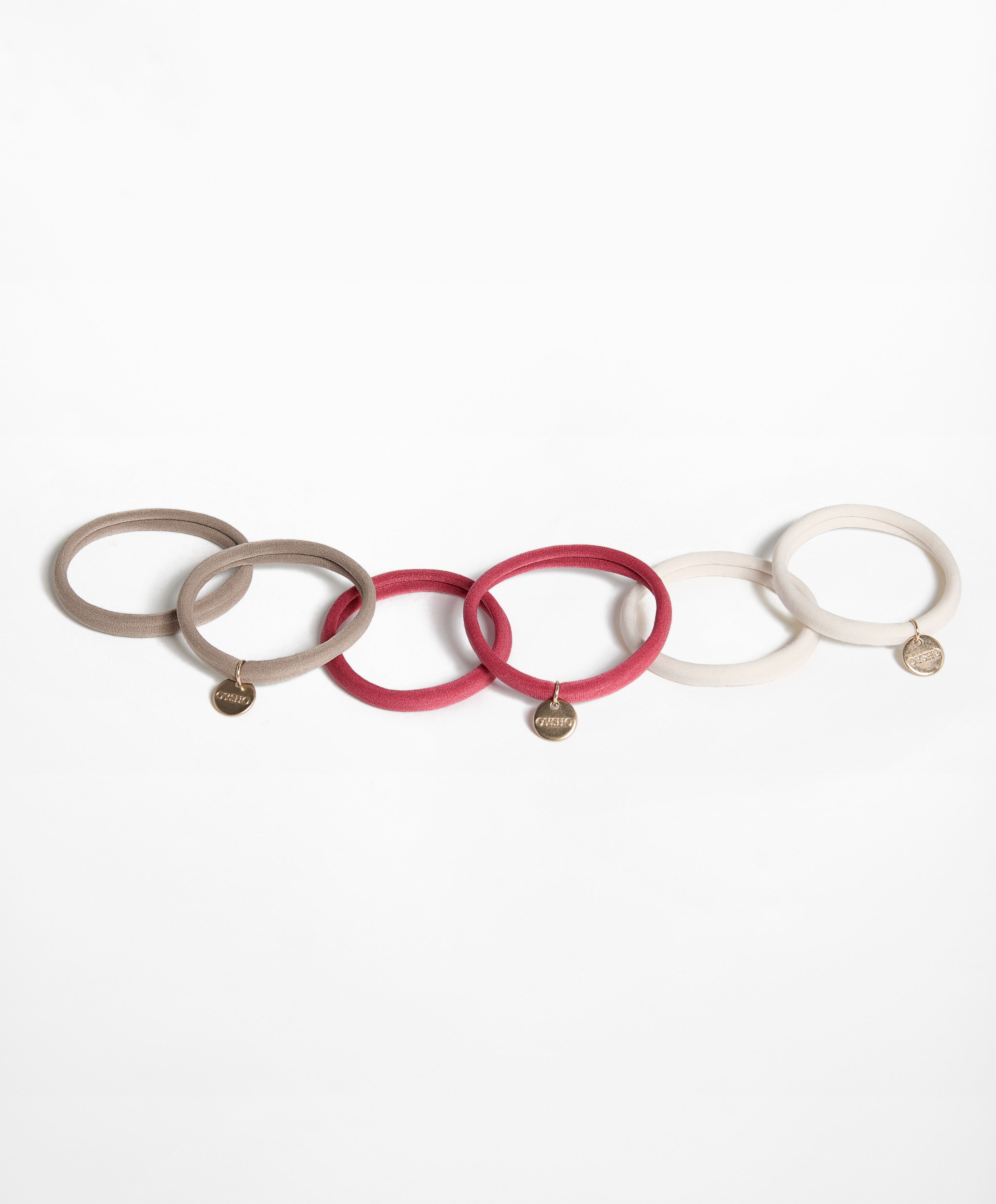6 Oysho plaque hair ties