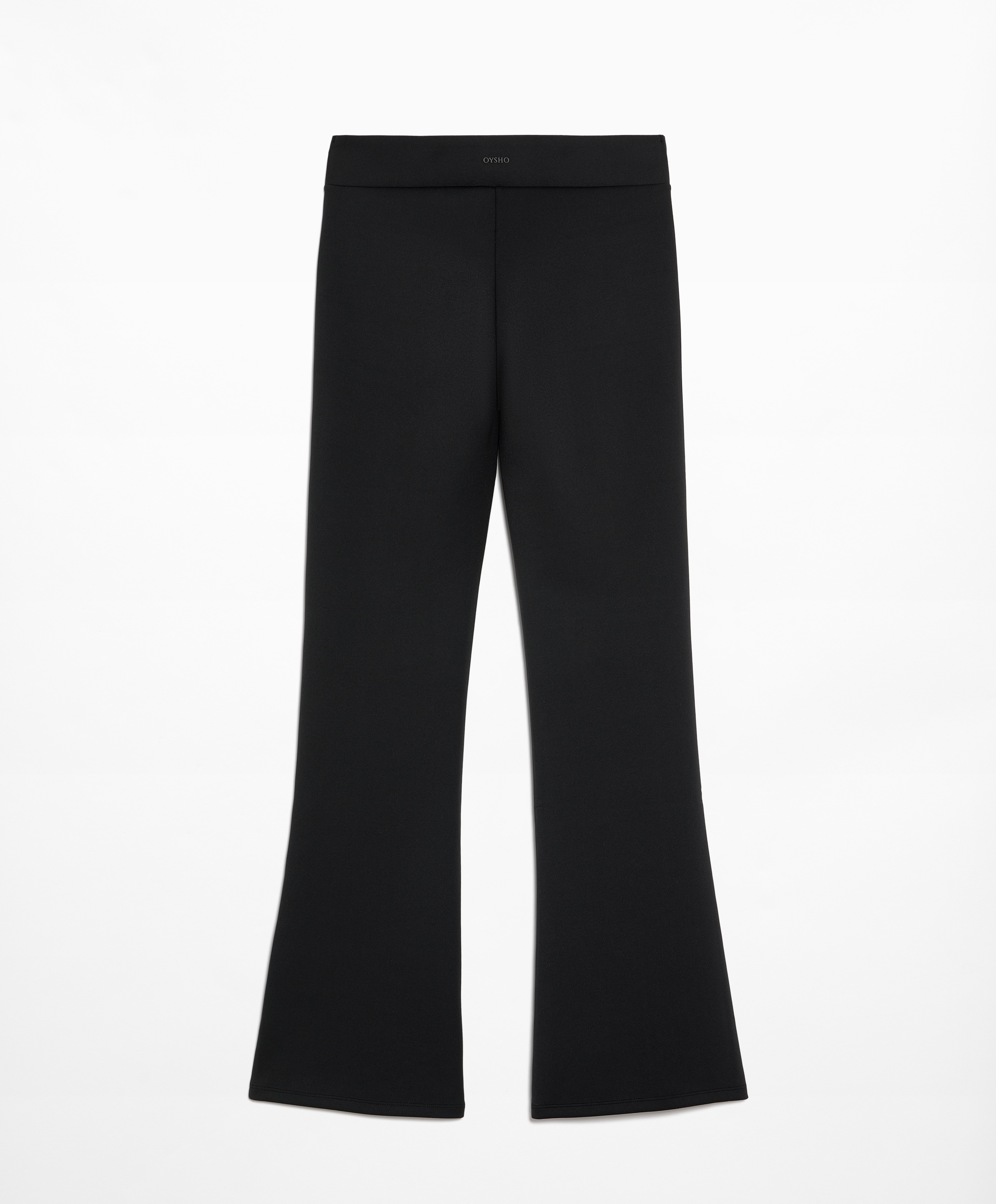 Neoprene-effect low-rise flare trousers