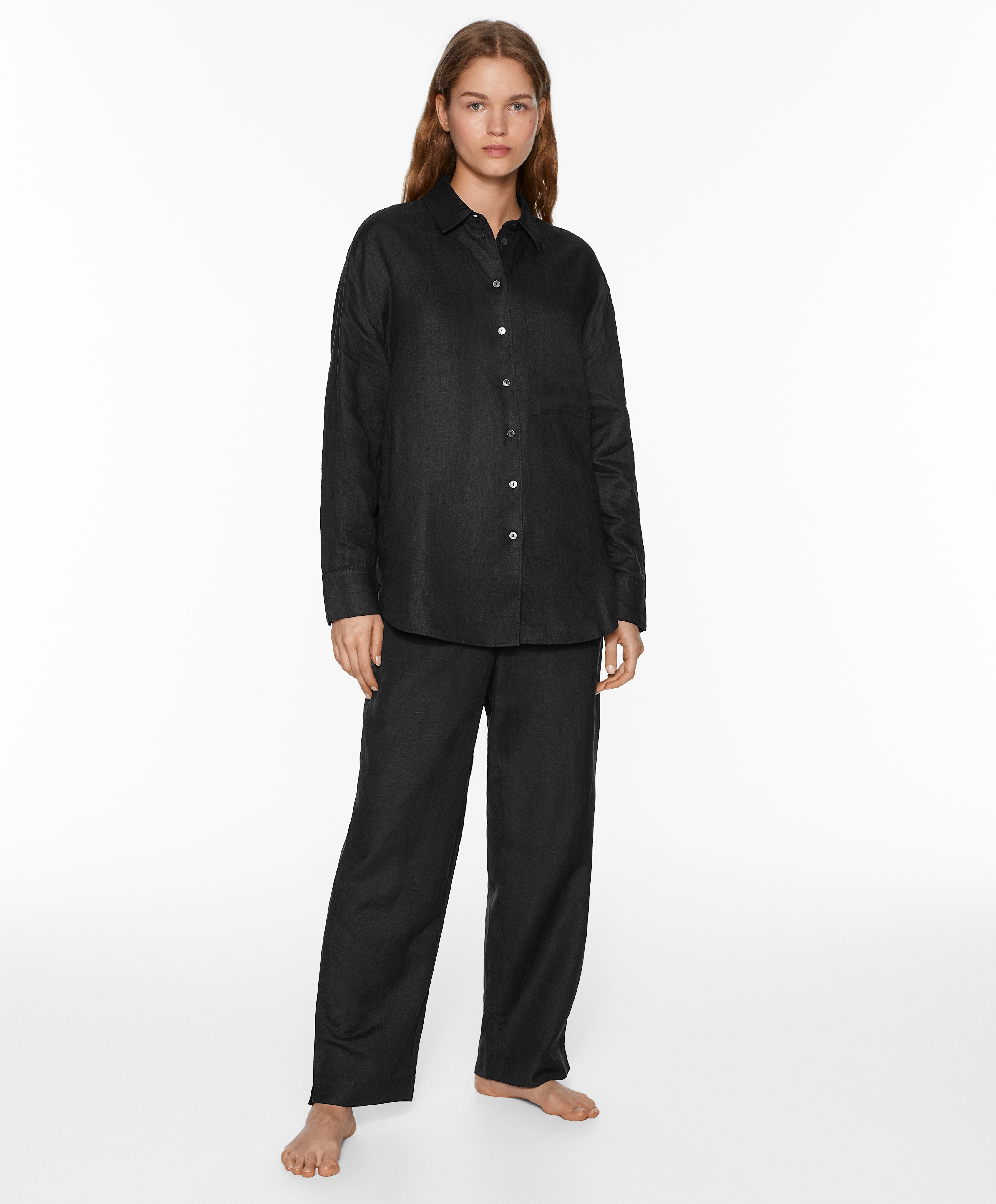 Slim-fit trousers with linen