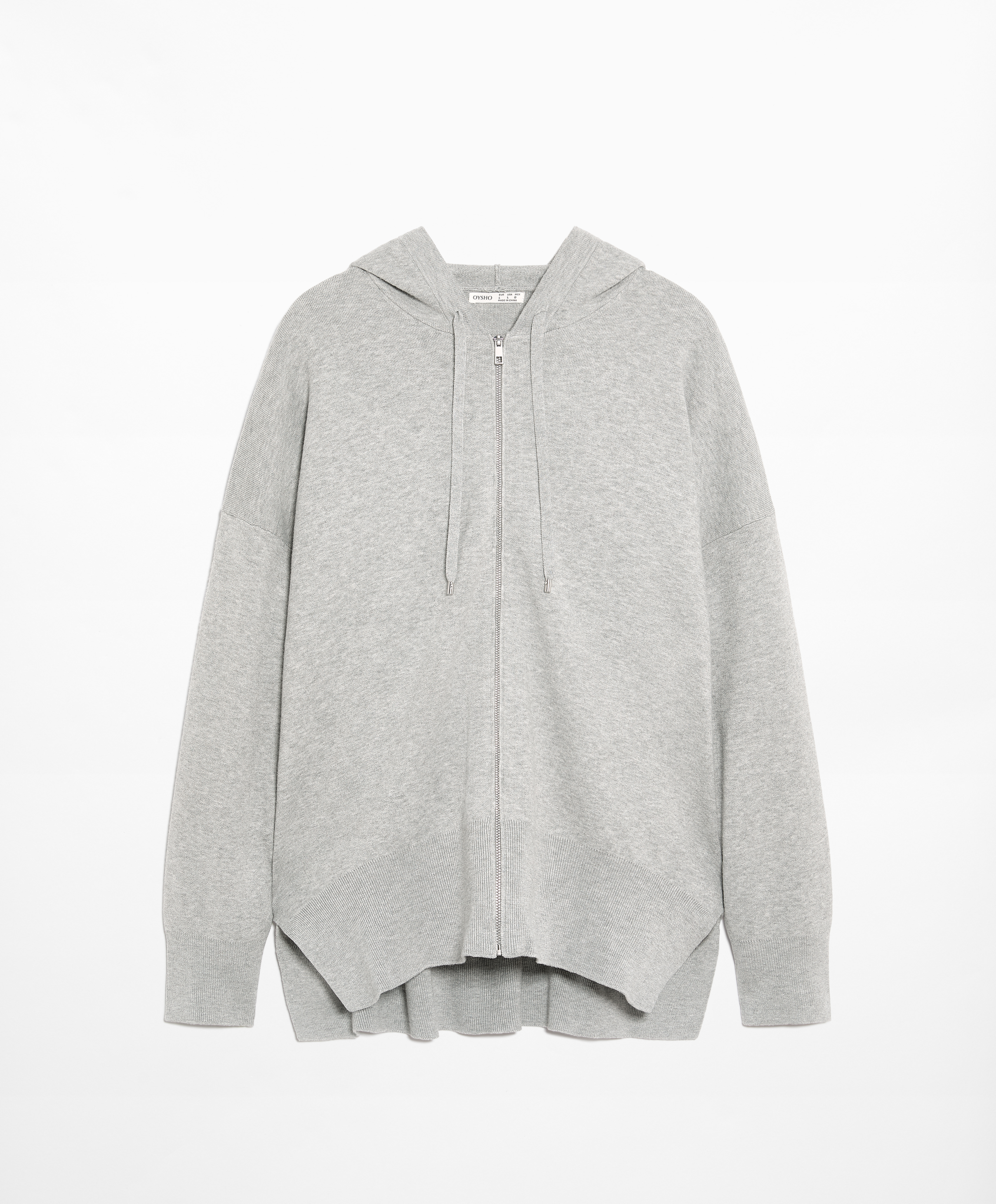Zipped knit hooded jacket