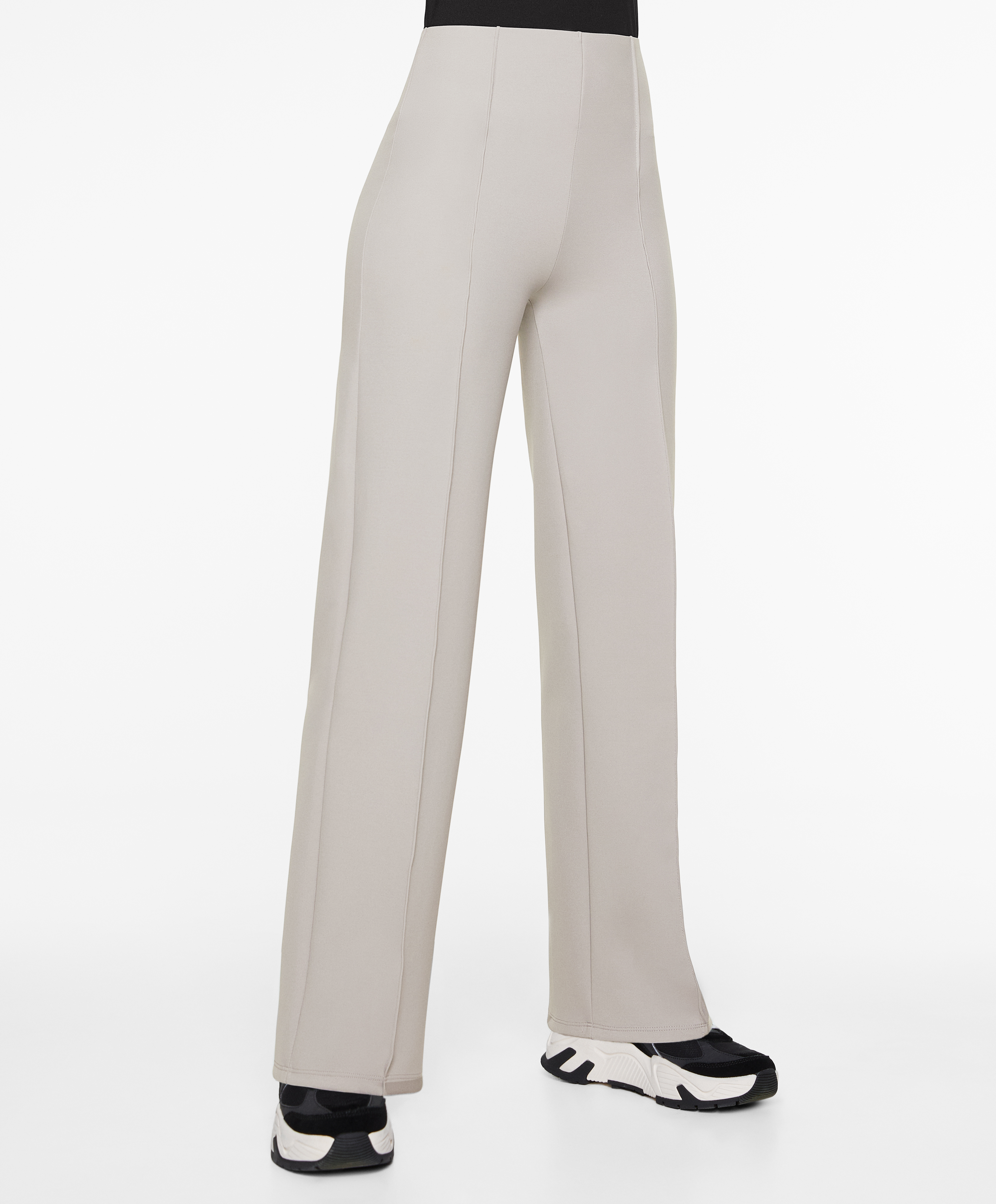 Neoprene-effect straight-leg trousers