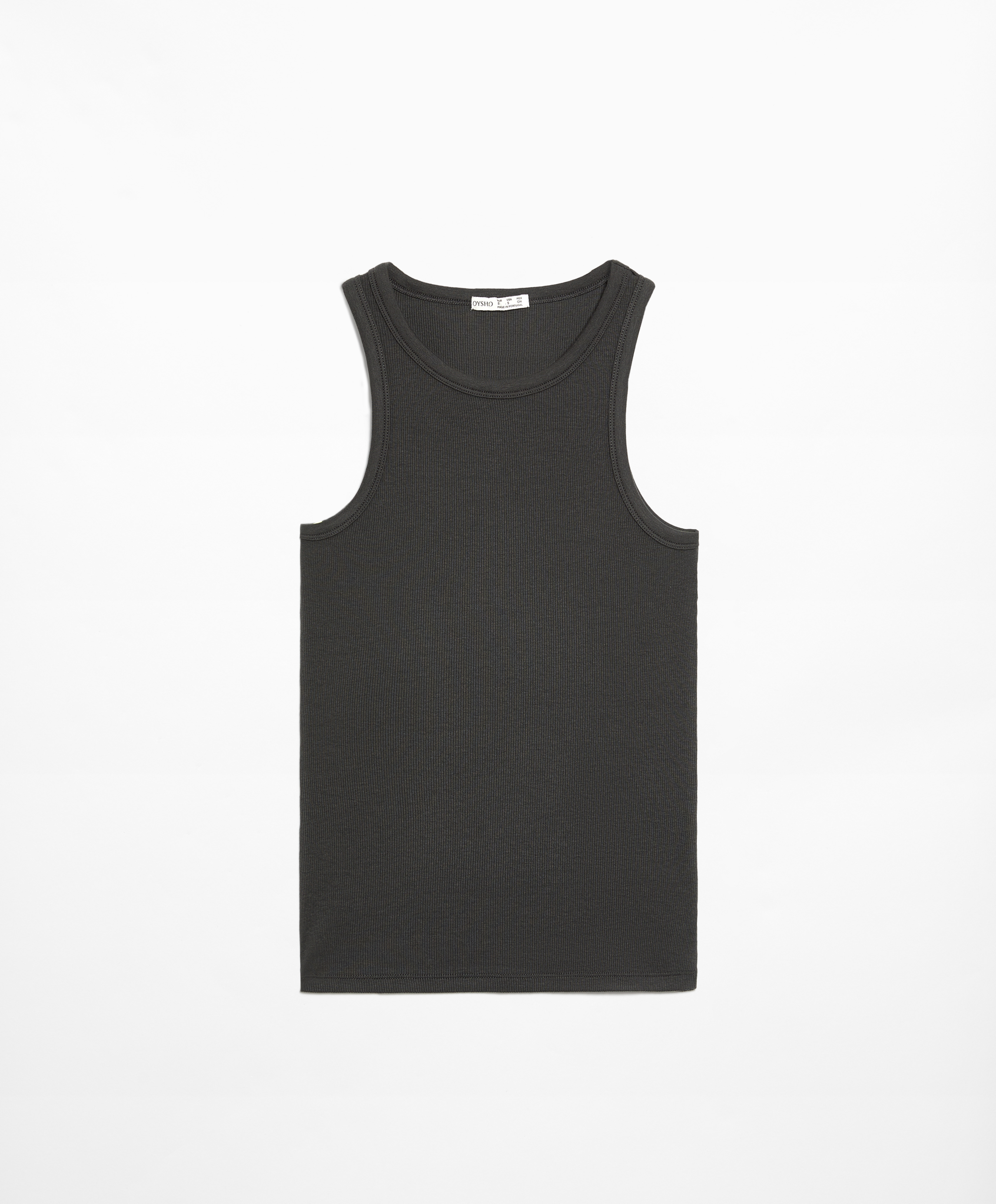 Rib vest top with cotton and modal