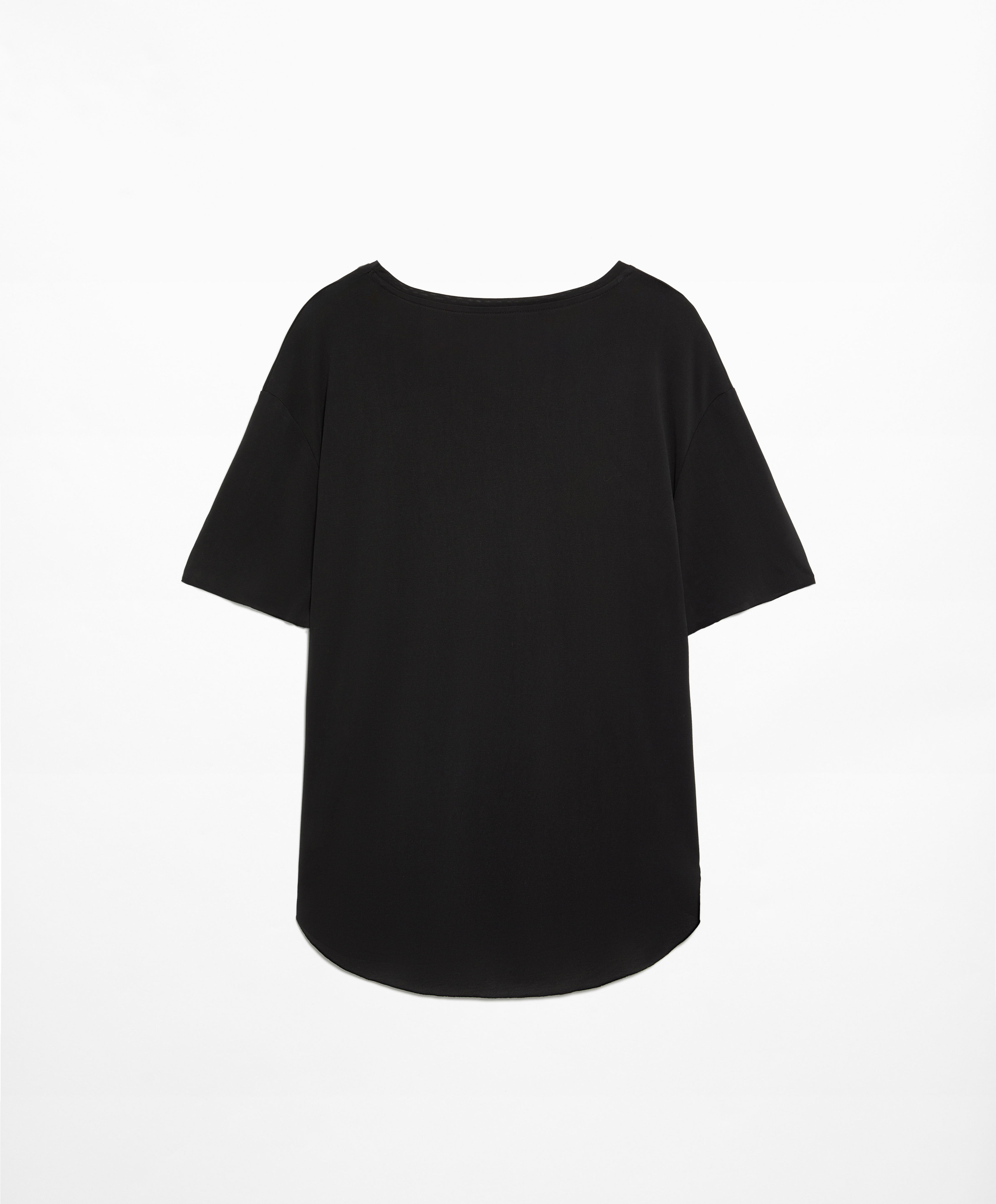 Modal blend short-sleeved slogan T-shirt