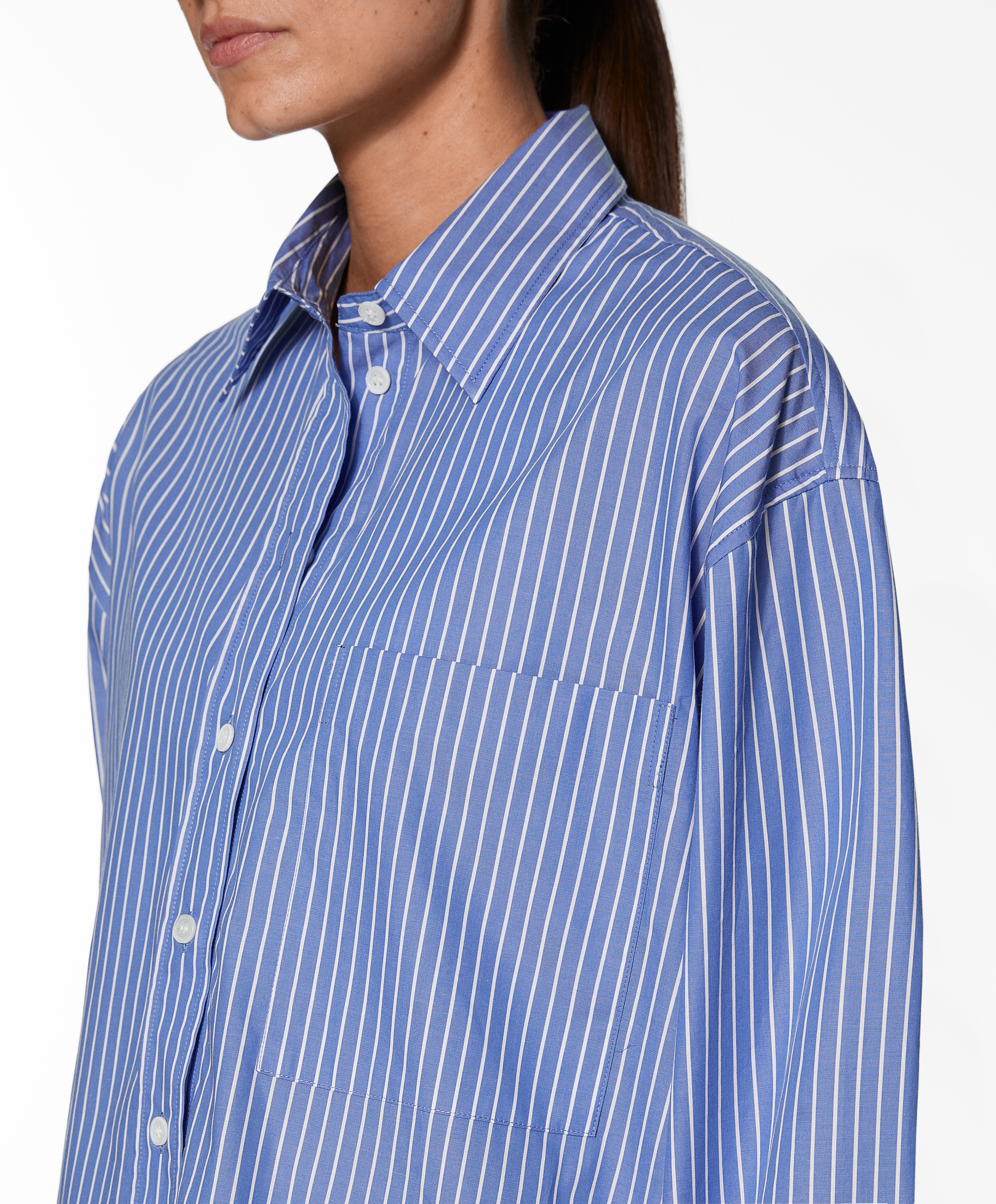Striped 100% cotton long-sleeved shirt