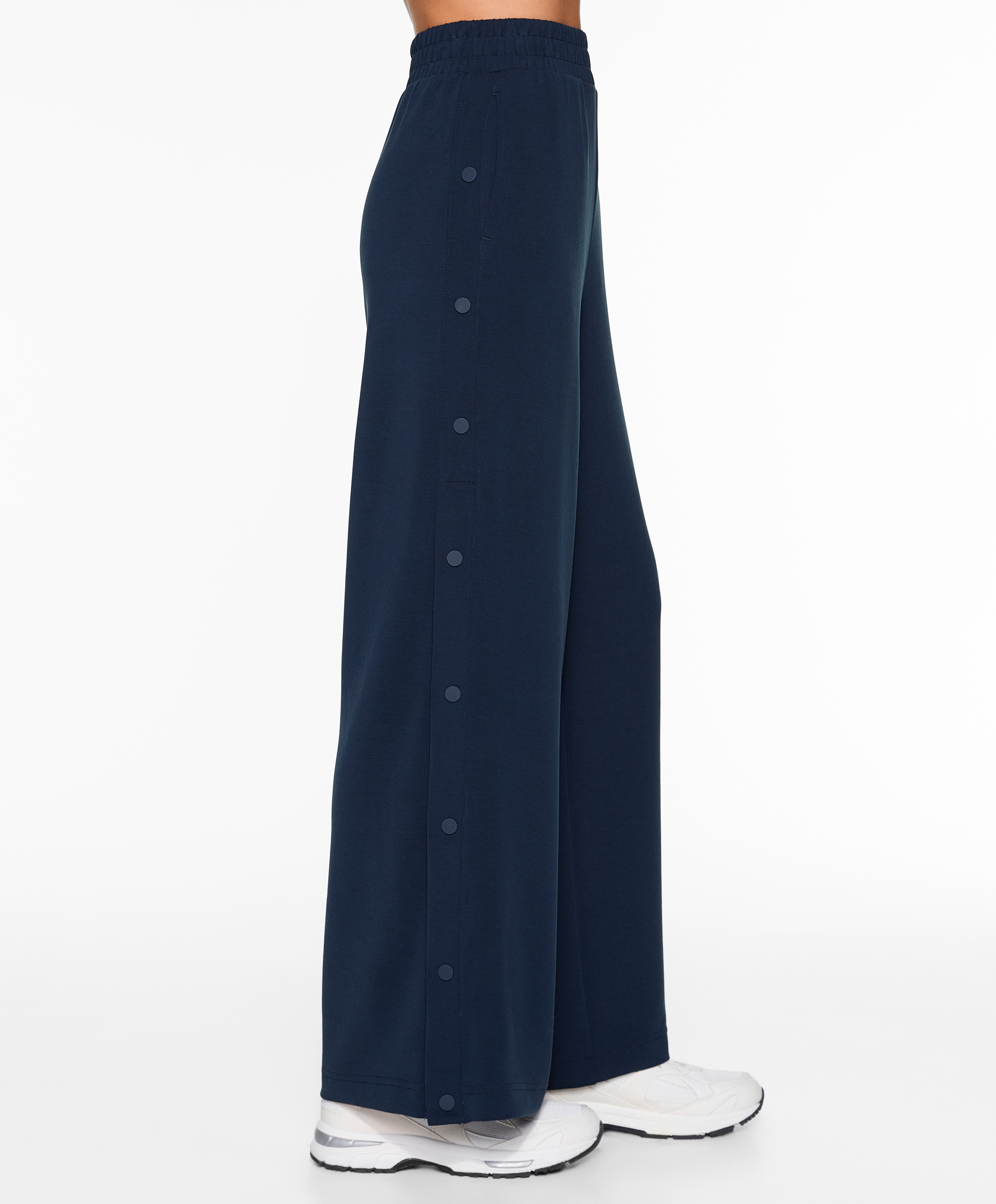 Soft-touch wide, straight-leg trousers with modal and buttons
