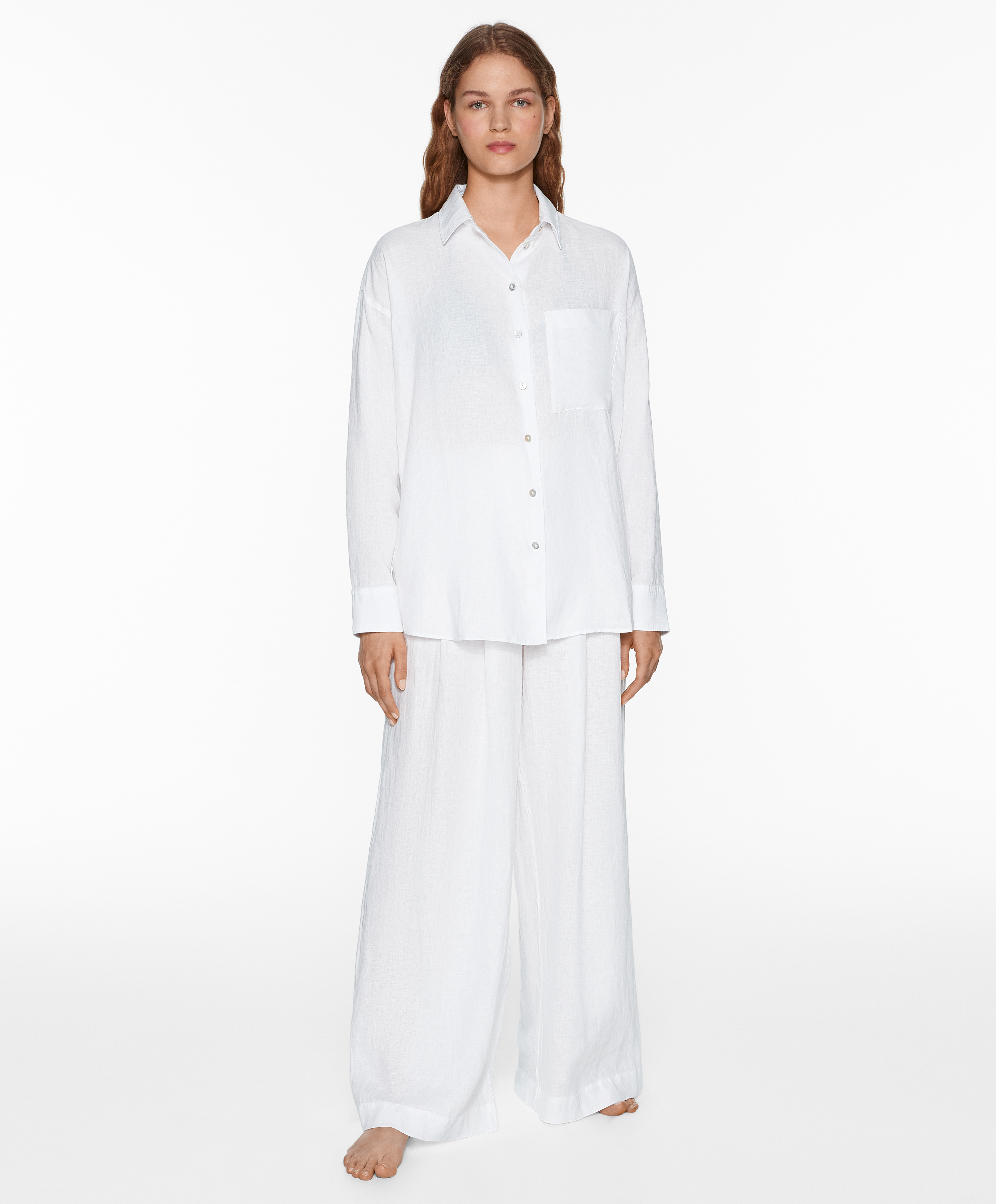 100% linen long-sleeved shirt