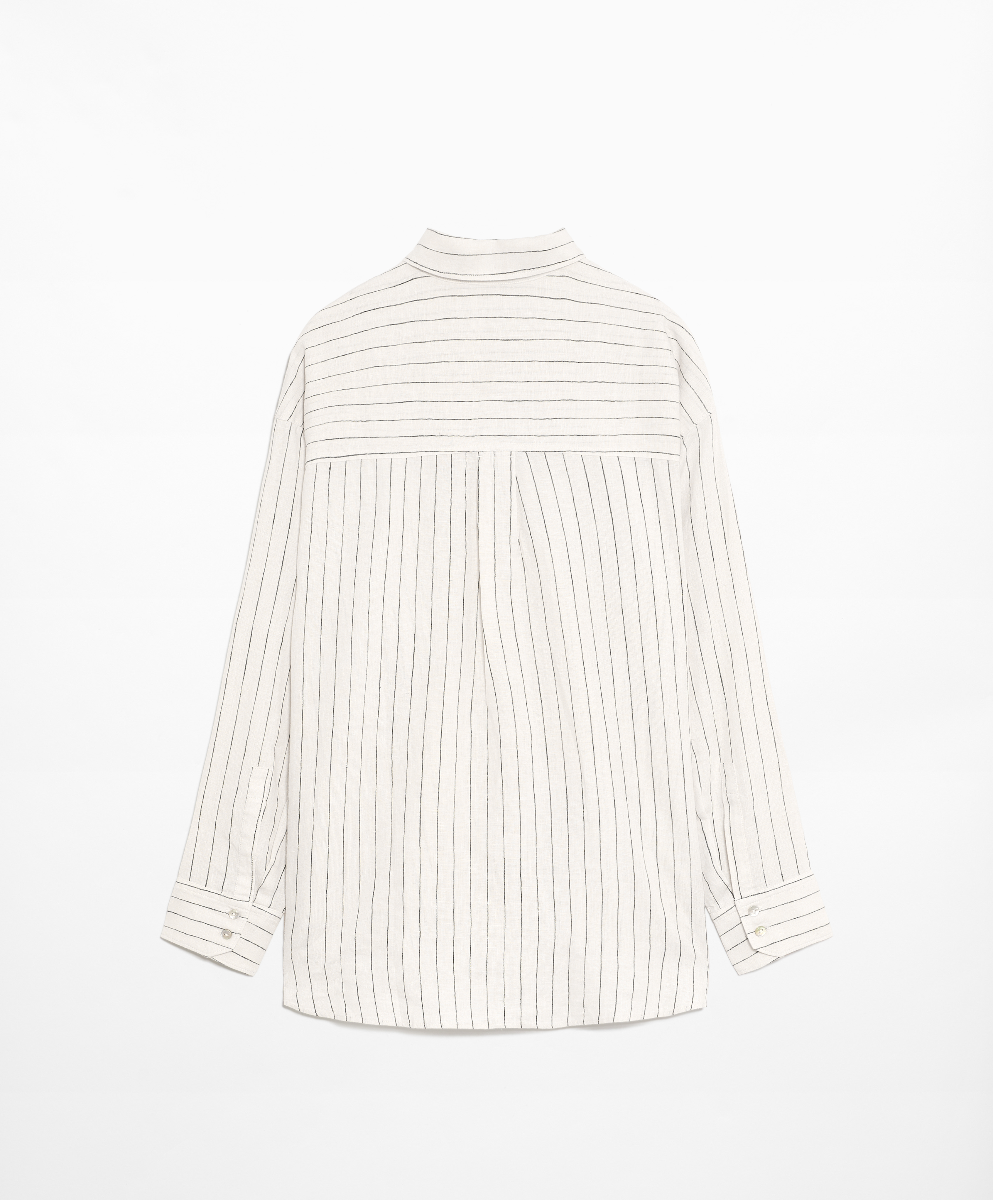 Striped 100% linen long-sleeved shirt