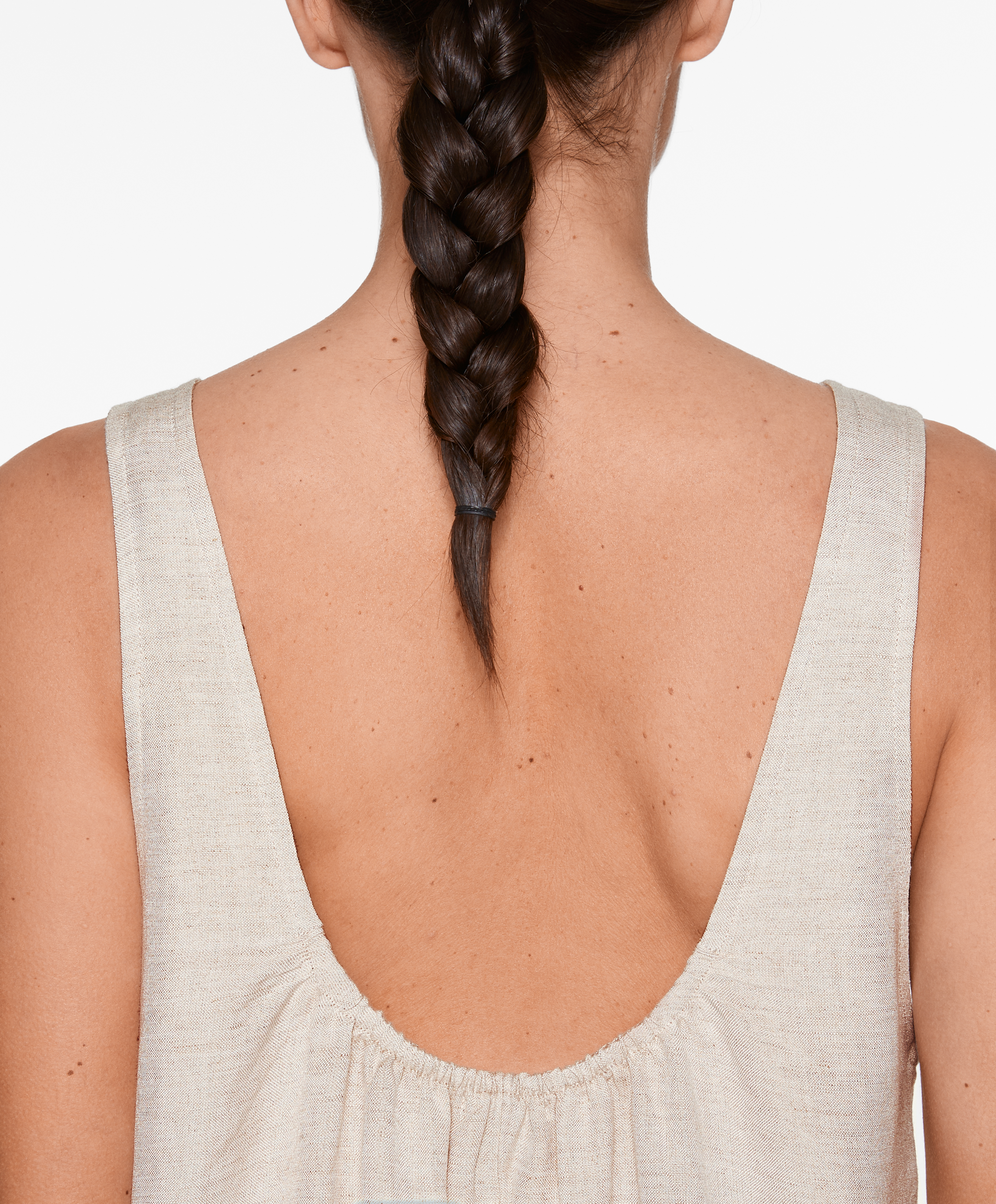 Linen blend long jumpsuit