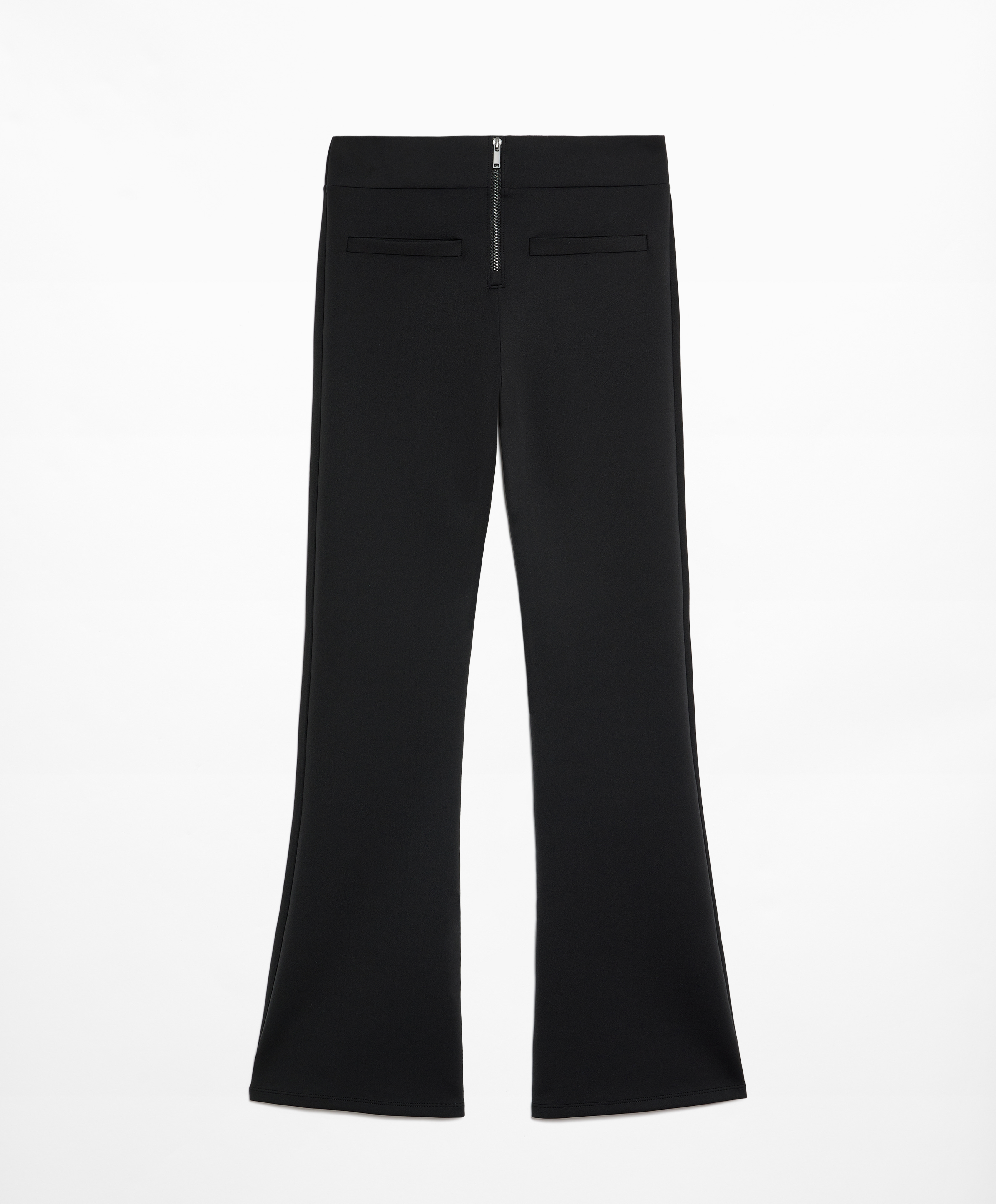 Neoprene-effect low-rise flare trousers