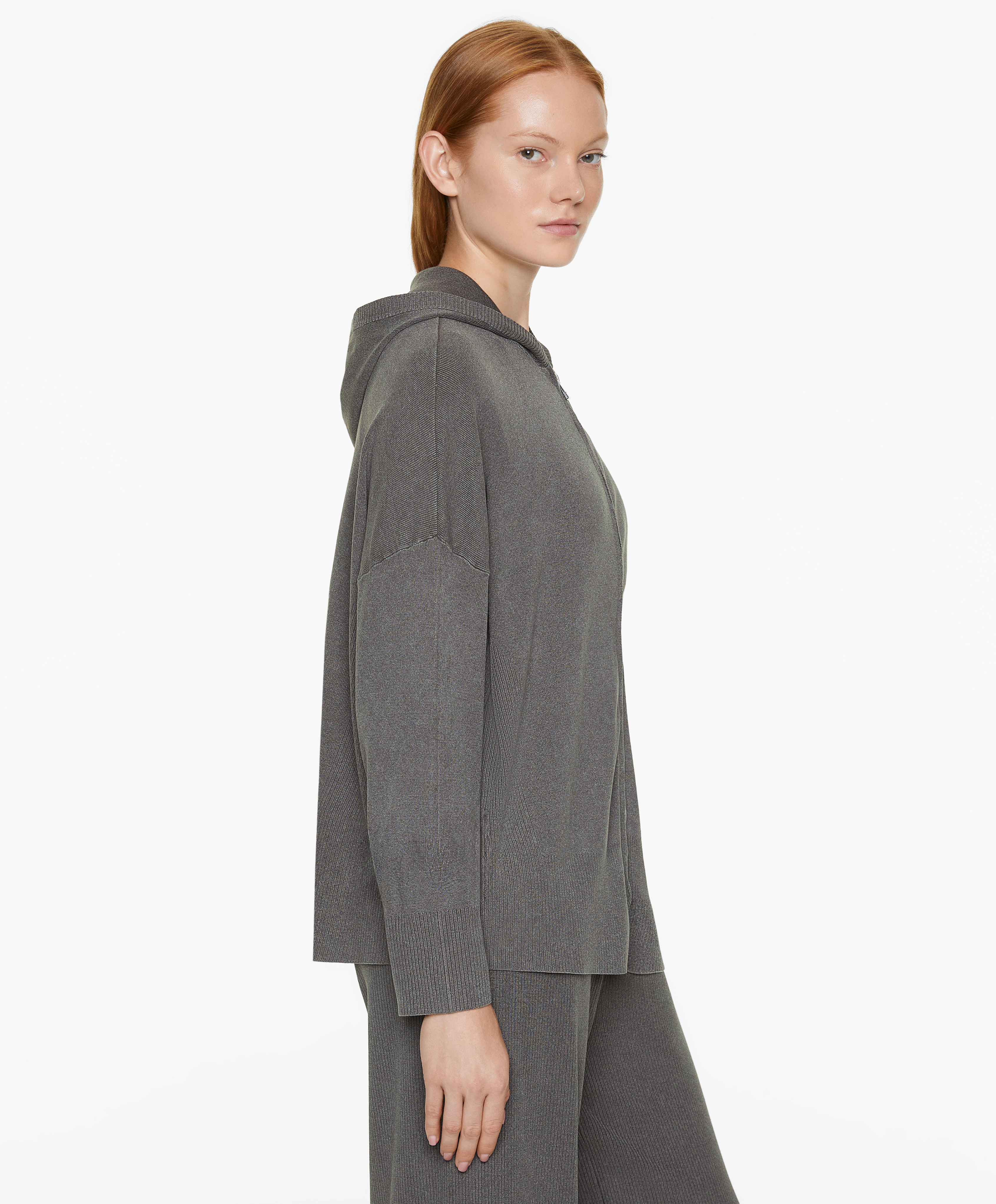 Hooded knit sweatshirt