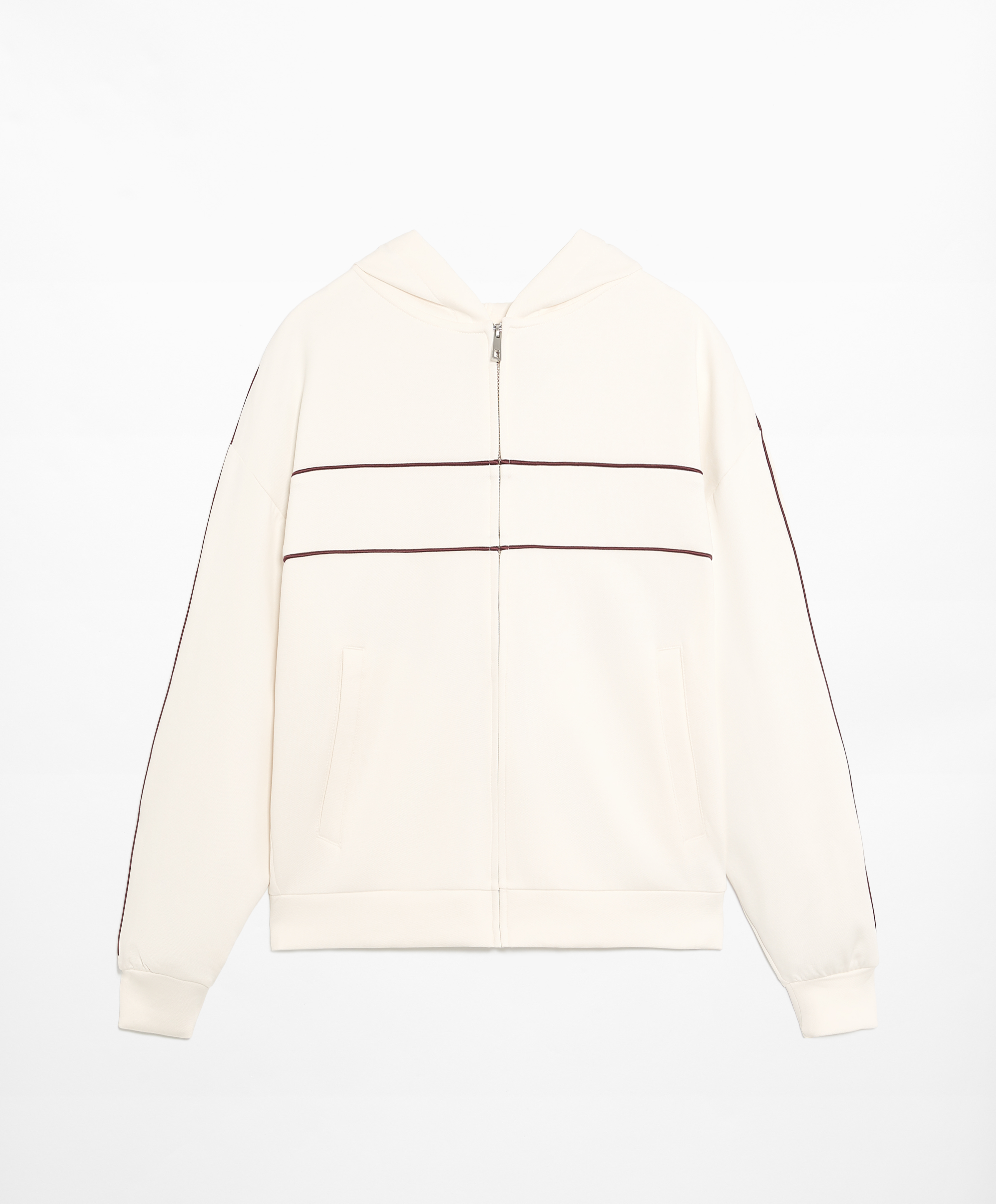 Cotton blend pique jacket with piping