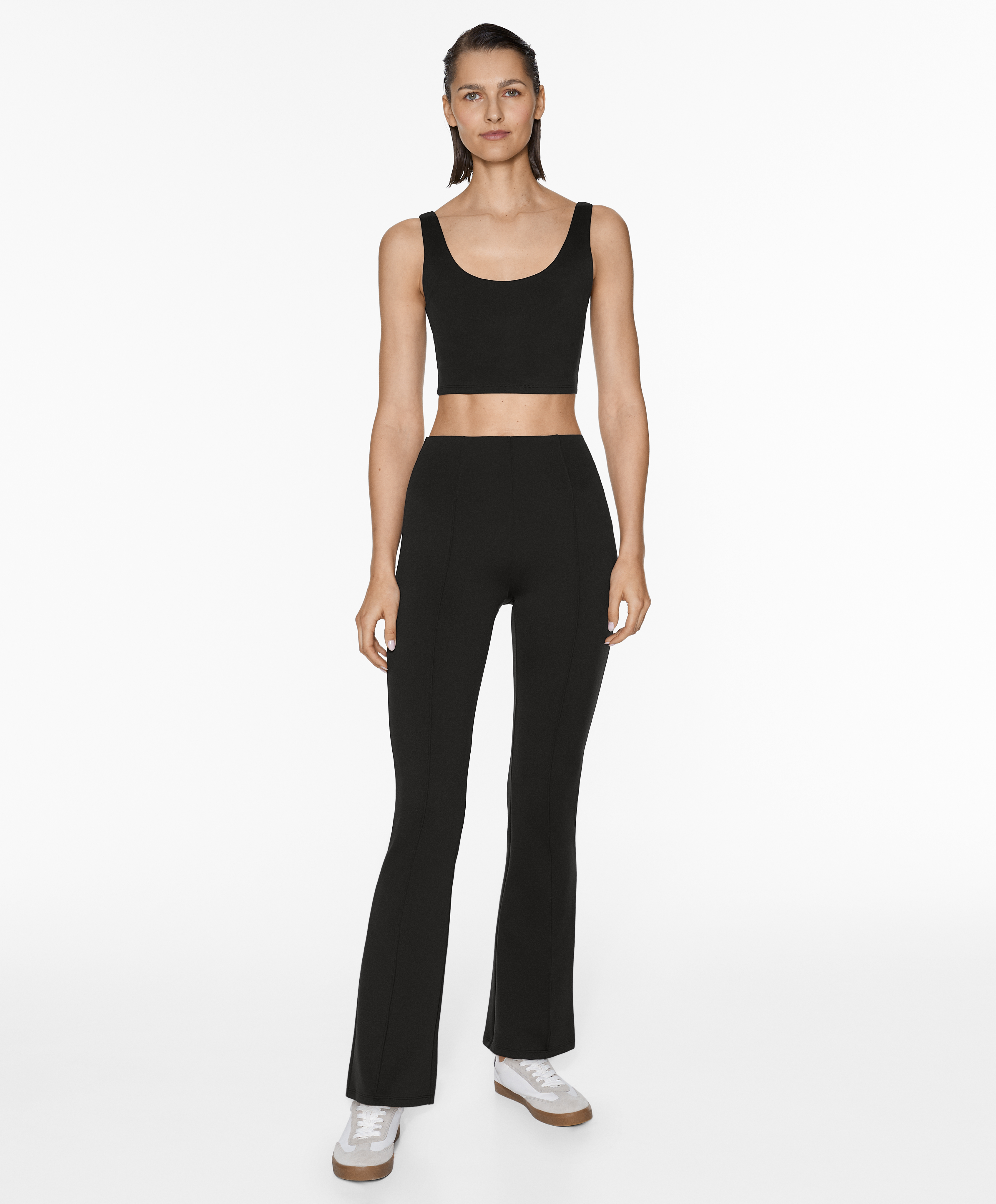 Neoprene-effect flare trousers