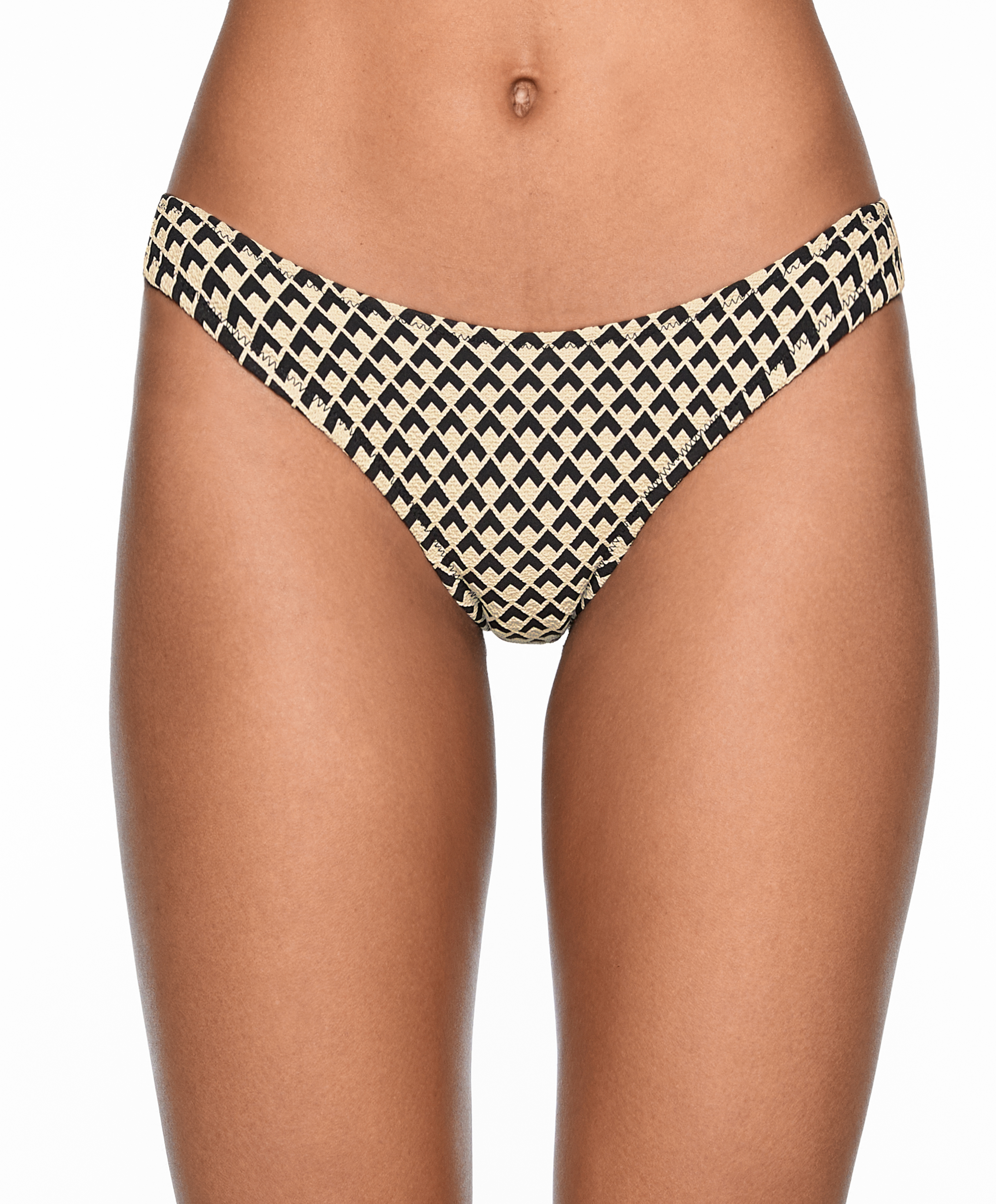 Geometric jacquard medium-coverage U-cut bikini briefs