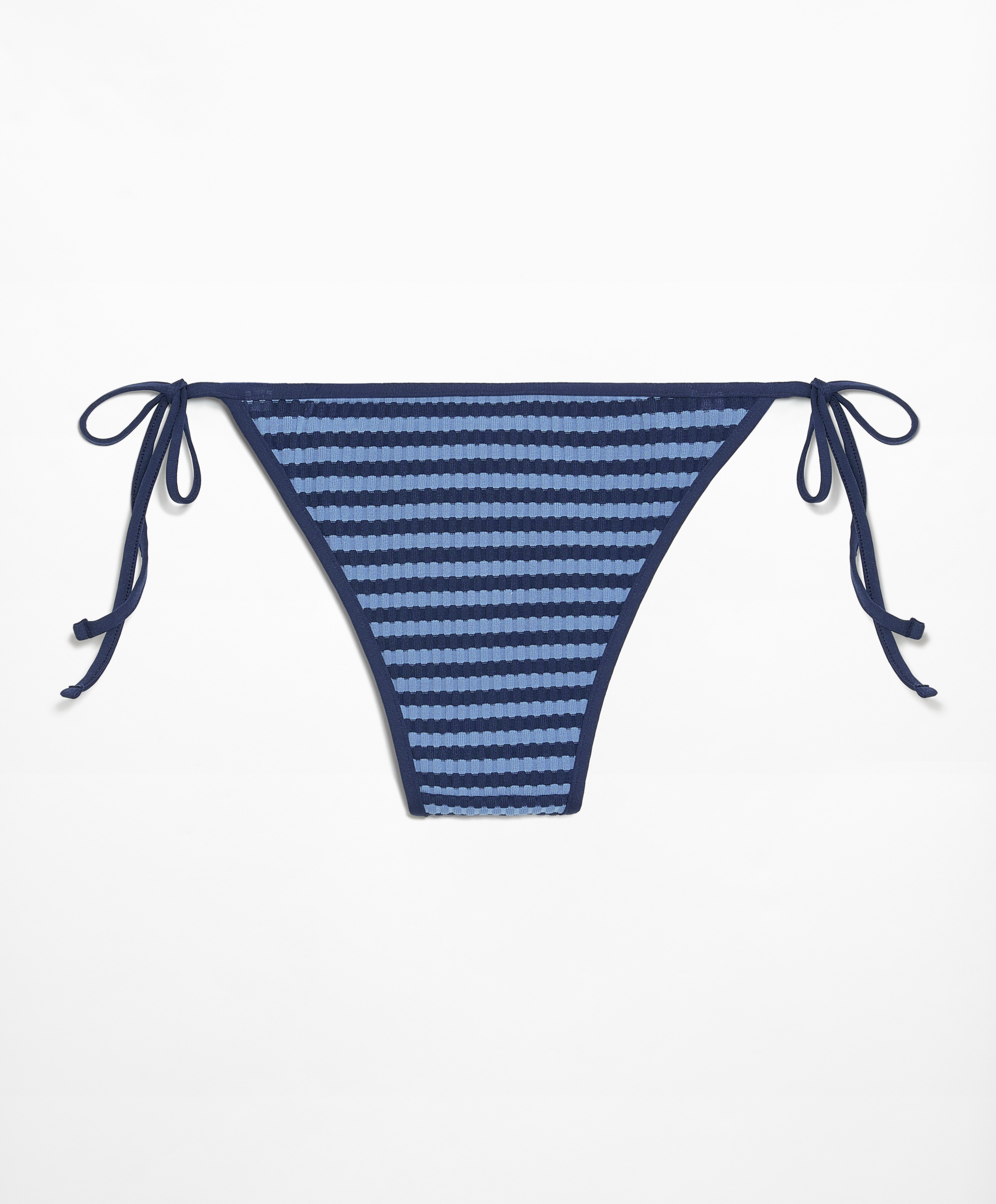 Textured stripe medium-coverage bikini briefs with ties