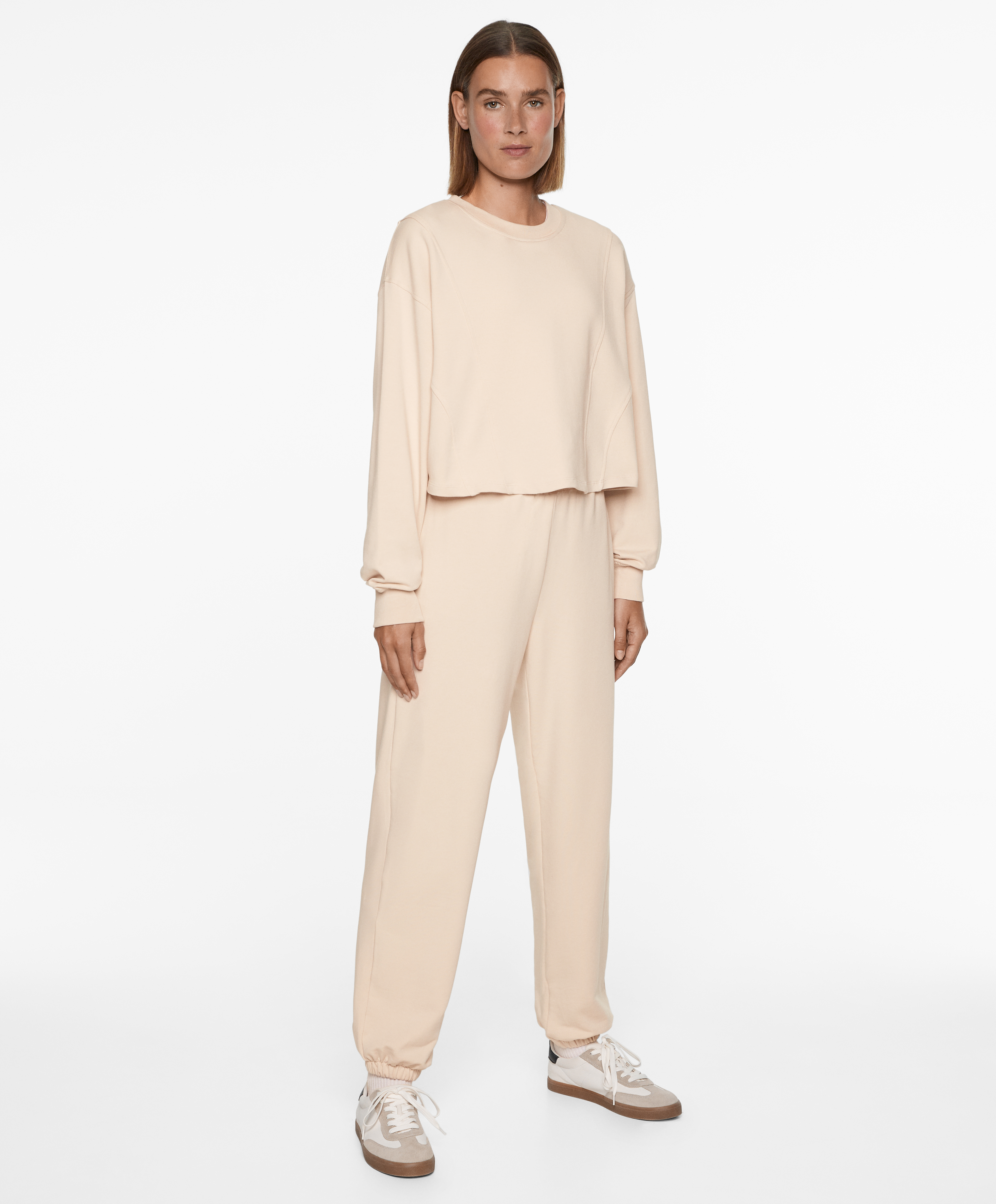 Crop sweatshirt with cotton and modal