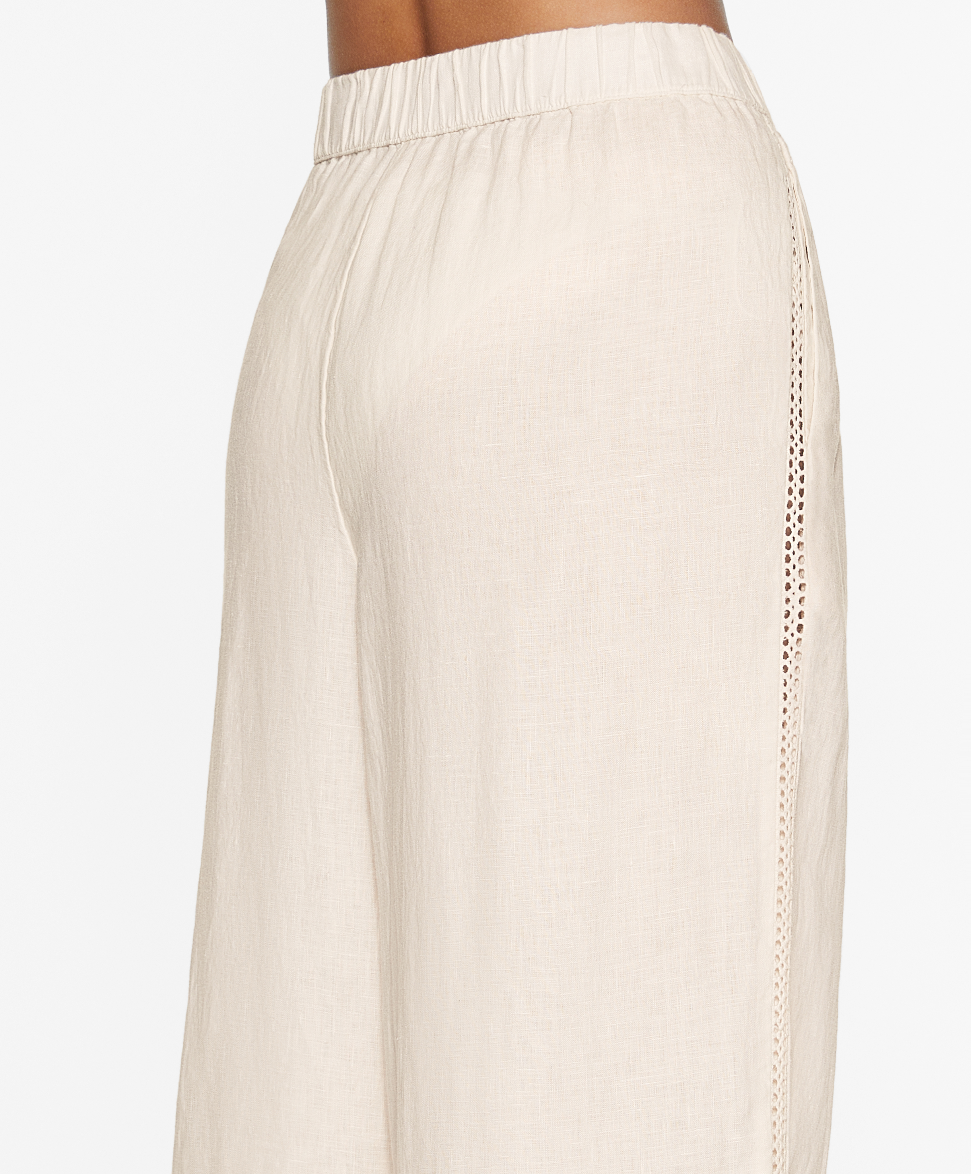 100% linen embroidered trousers