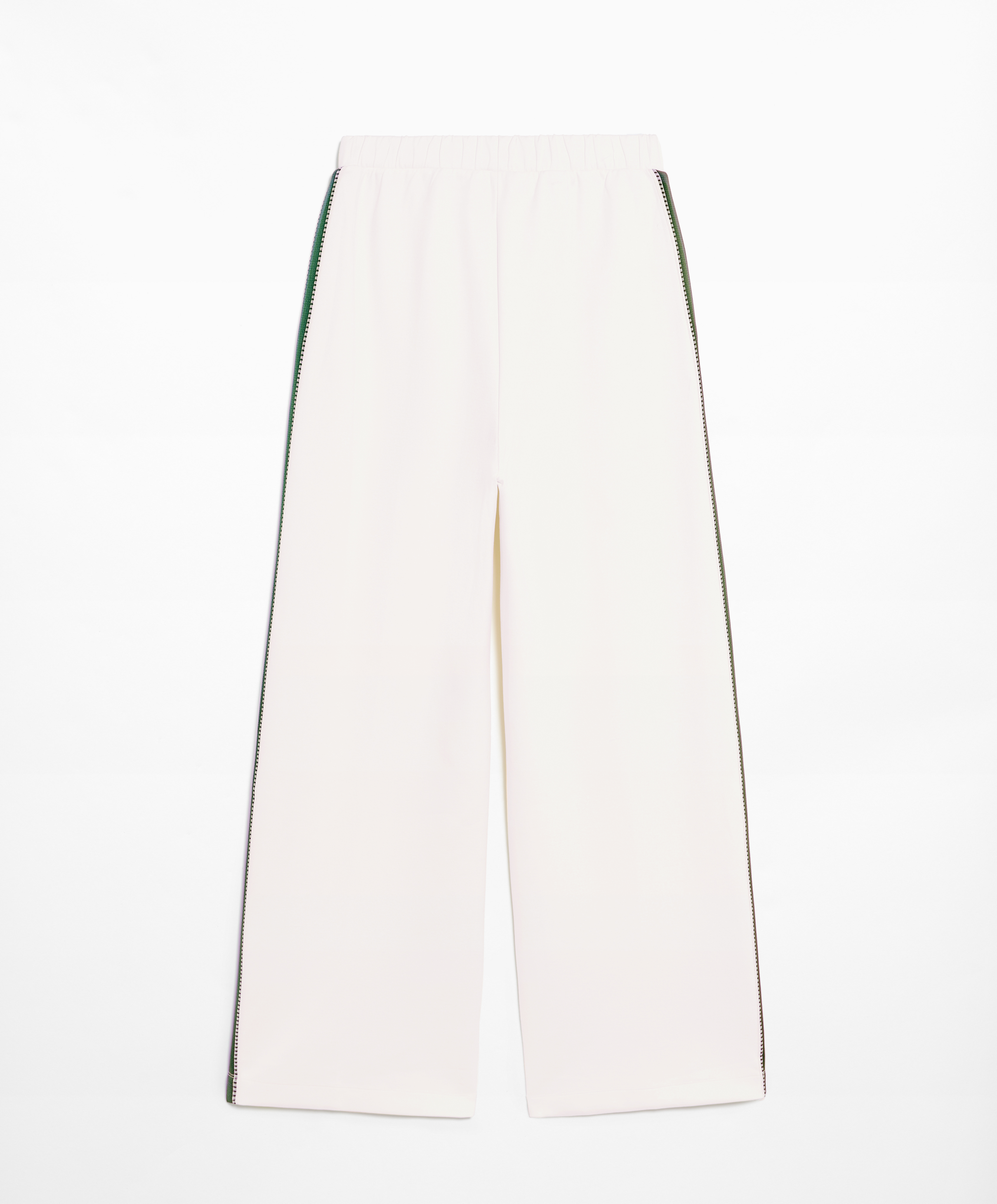 Cotton blend piqué straight-leg trousers