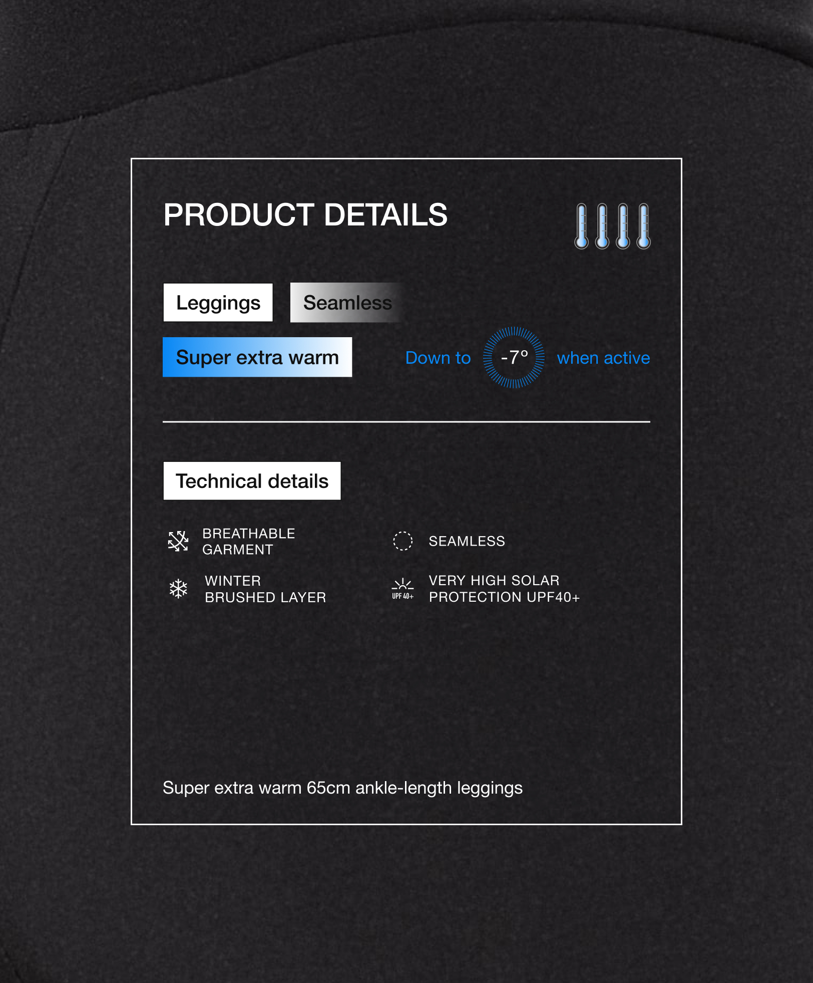 Super-extra-warm seamless 65cm ankle-length leggings