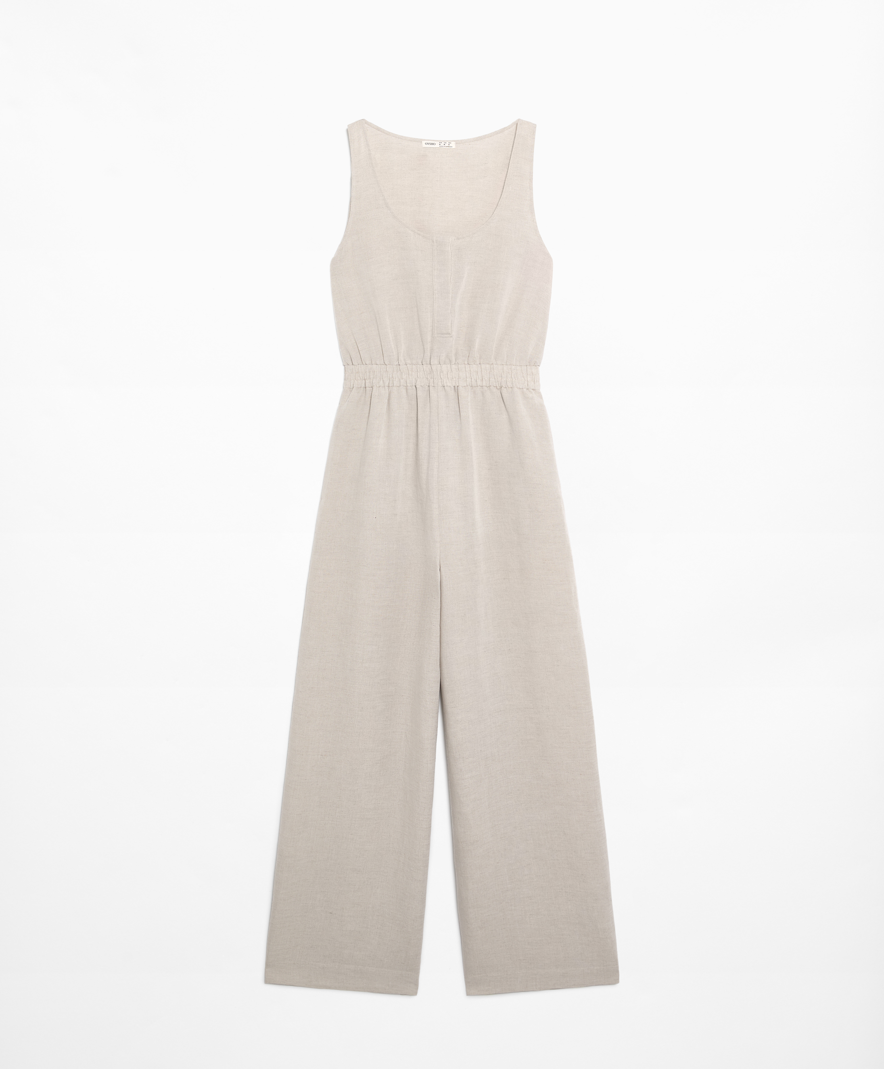 Linen blend long jumpsuit