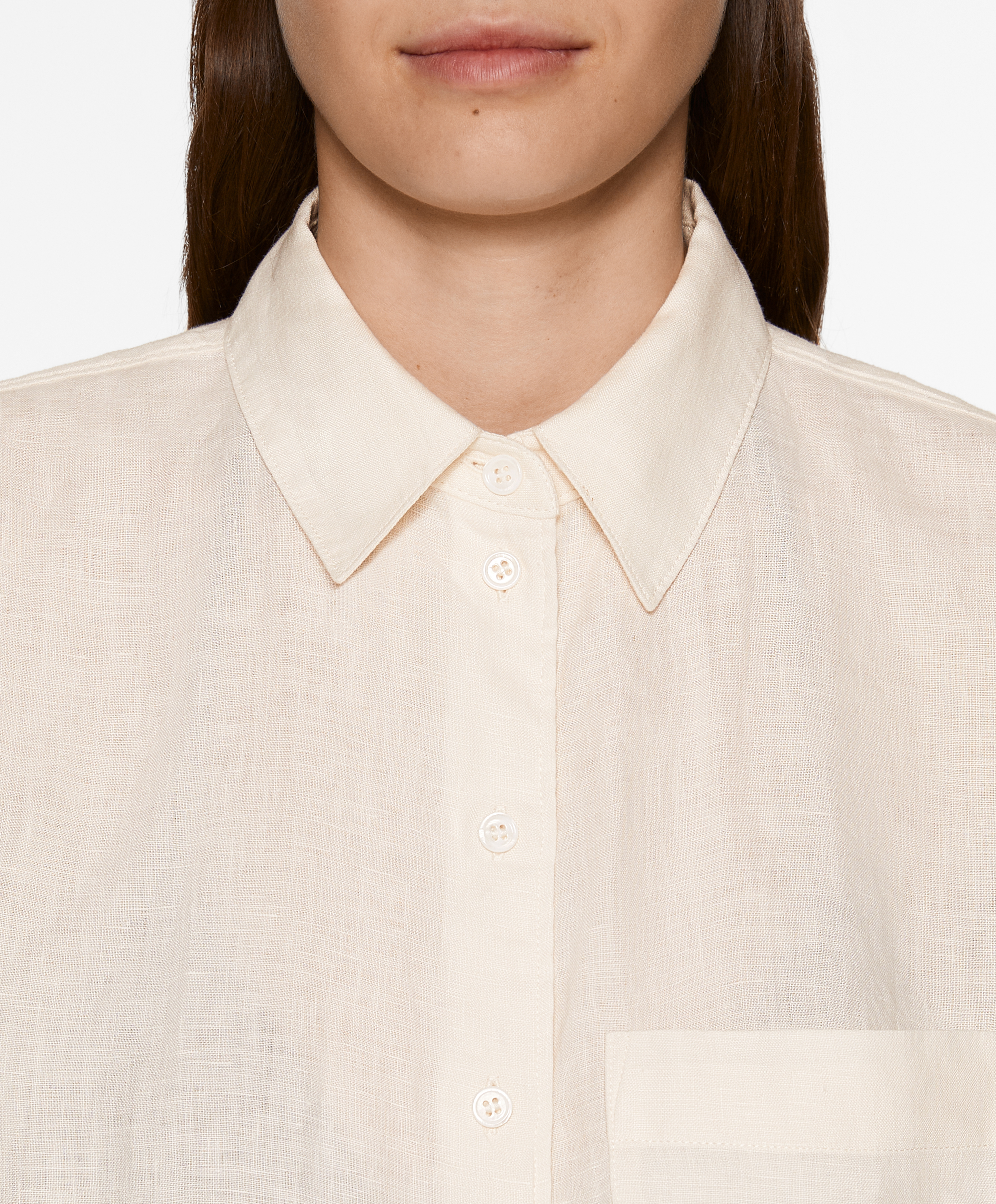 Oversize long-sleeved 100% linen shirt