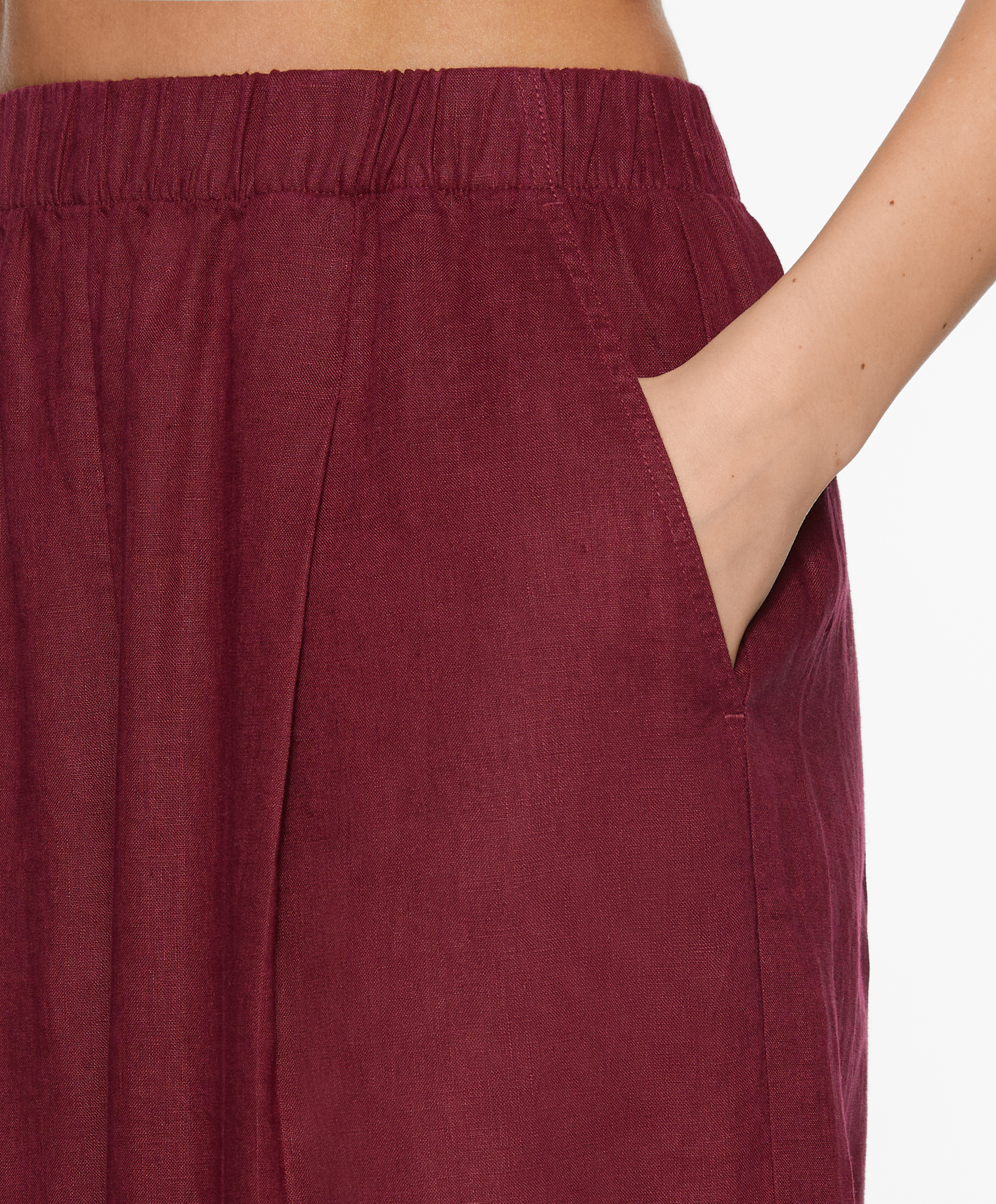 100% linen wide straight-leg trousers