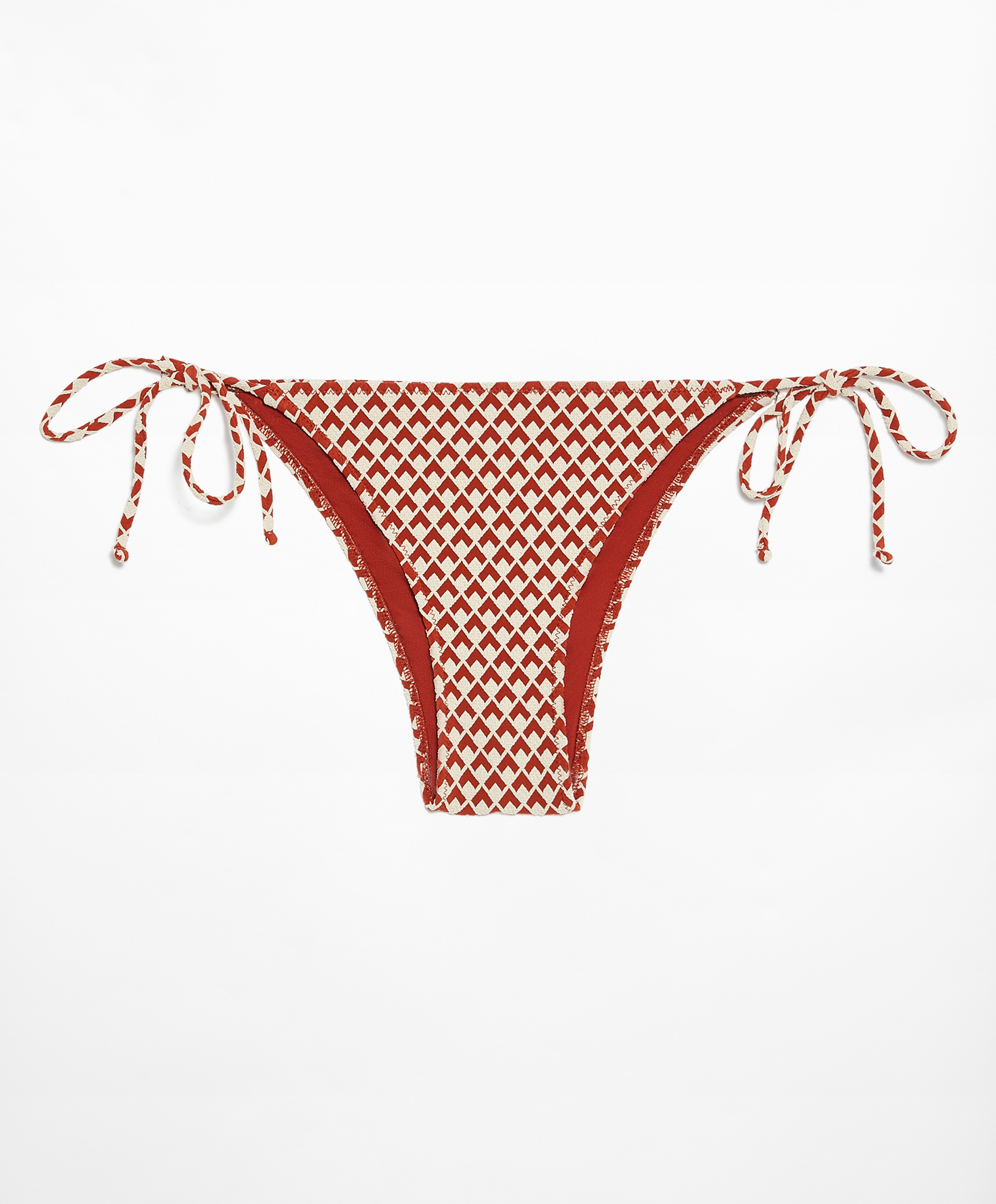Geometric jacquard medium-coverage bikini briefs with ties