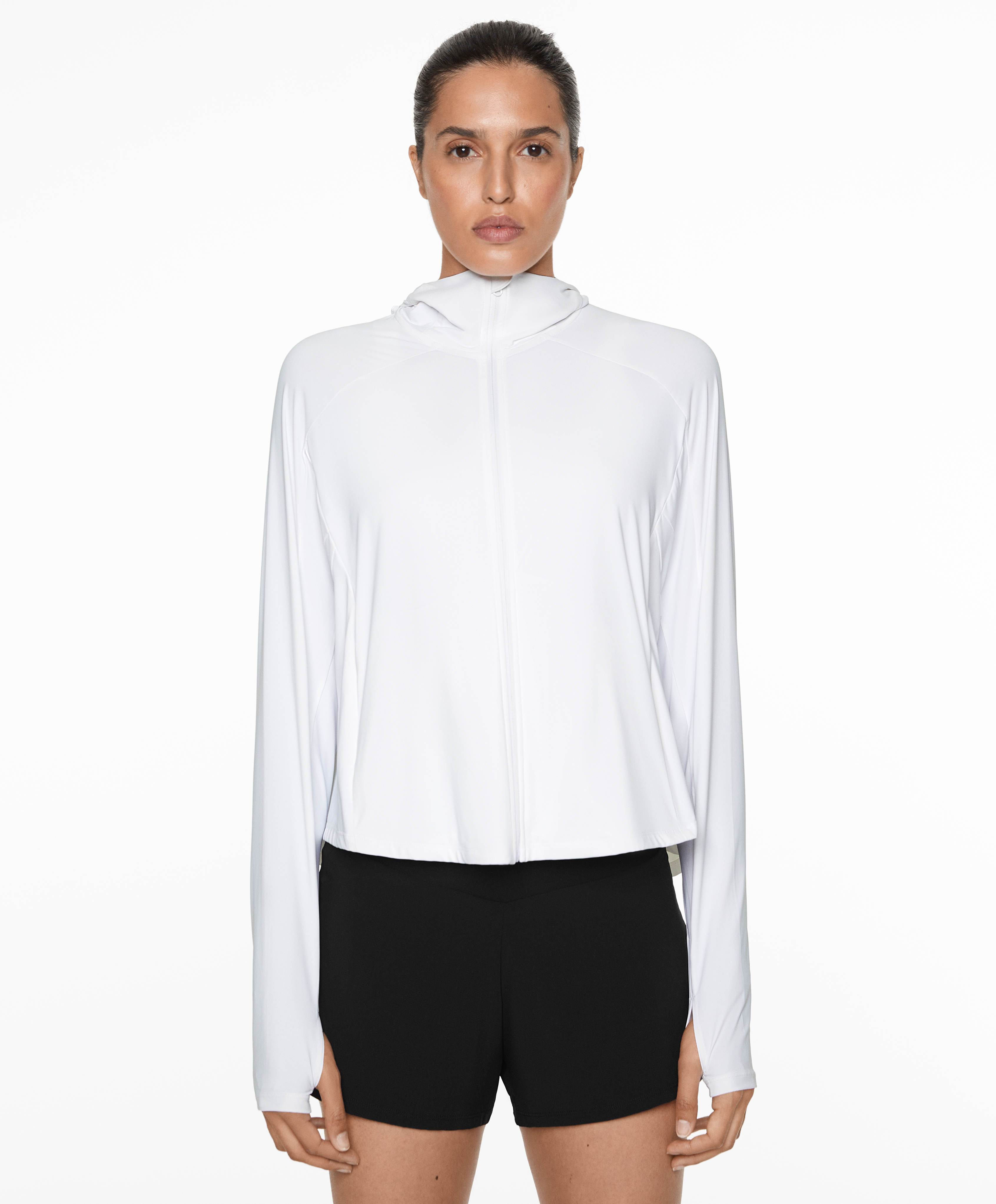 Cool-touch hooded technical jacket