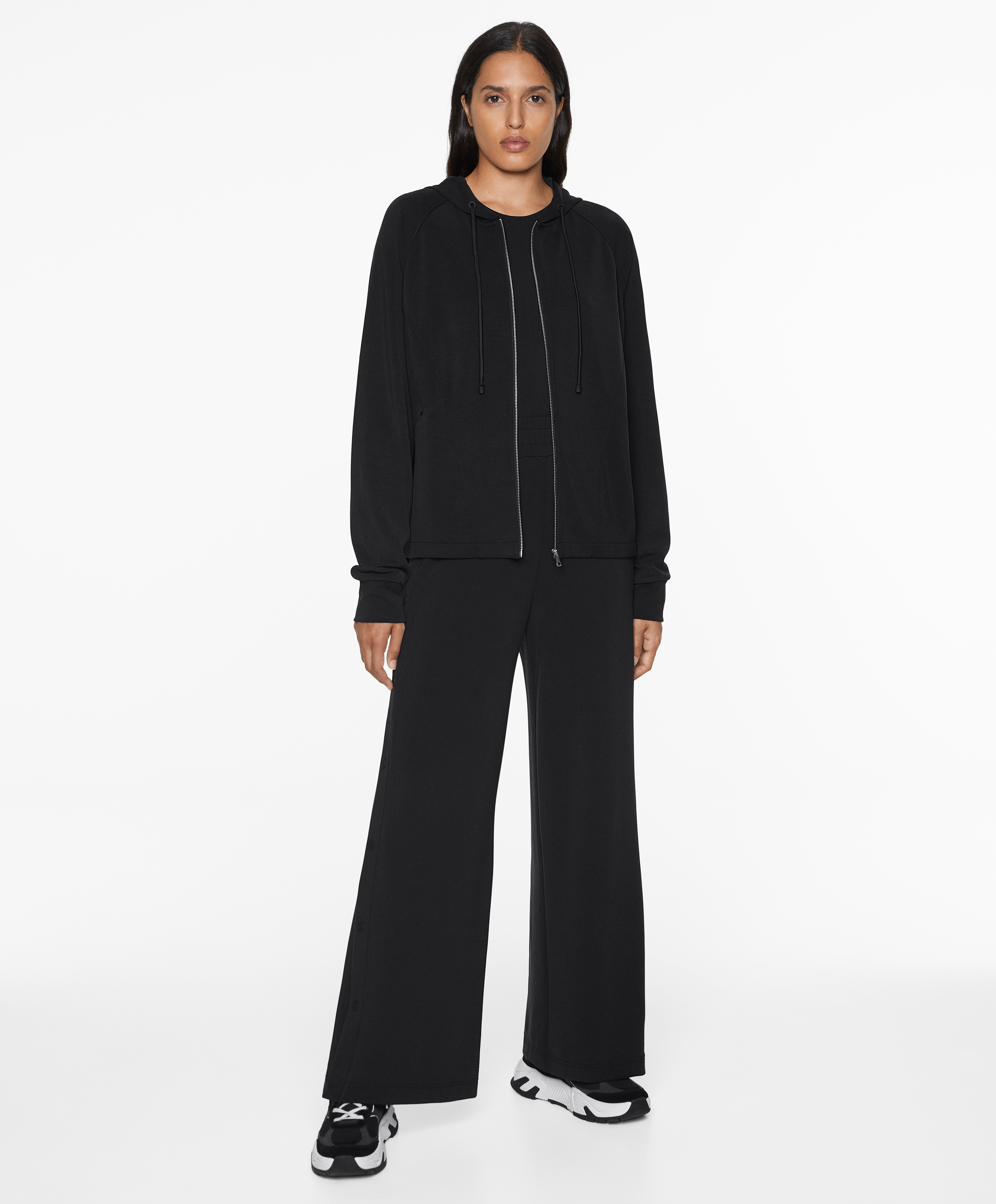 Knit hooded jacket with modal