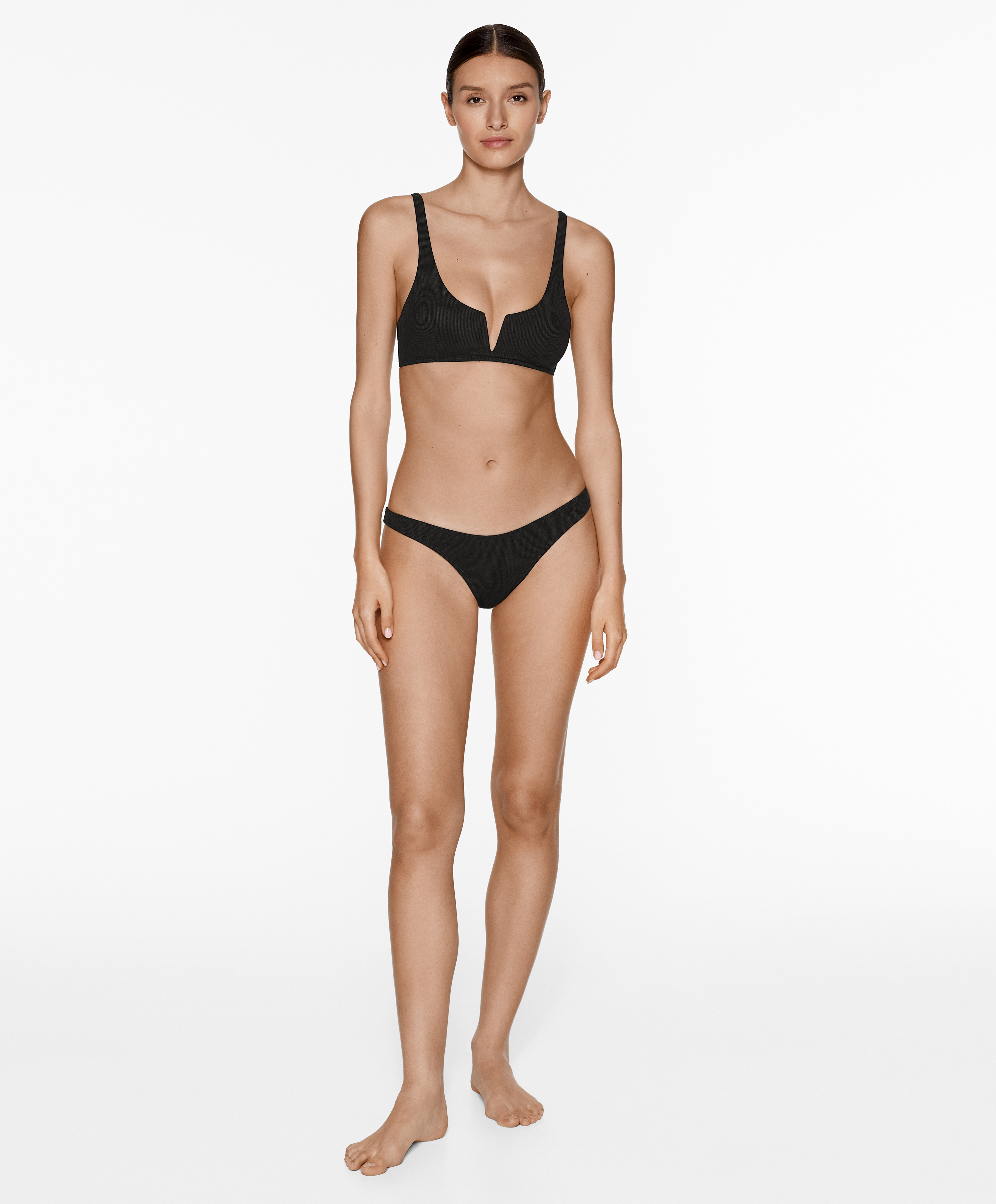 Piqué medium-coverage U-cut bikini briefs