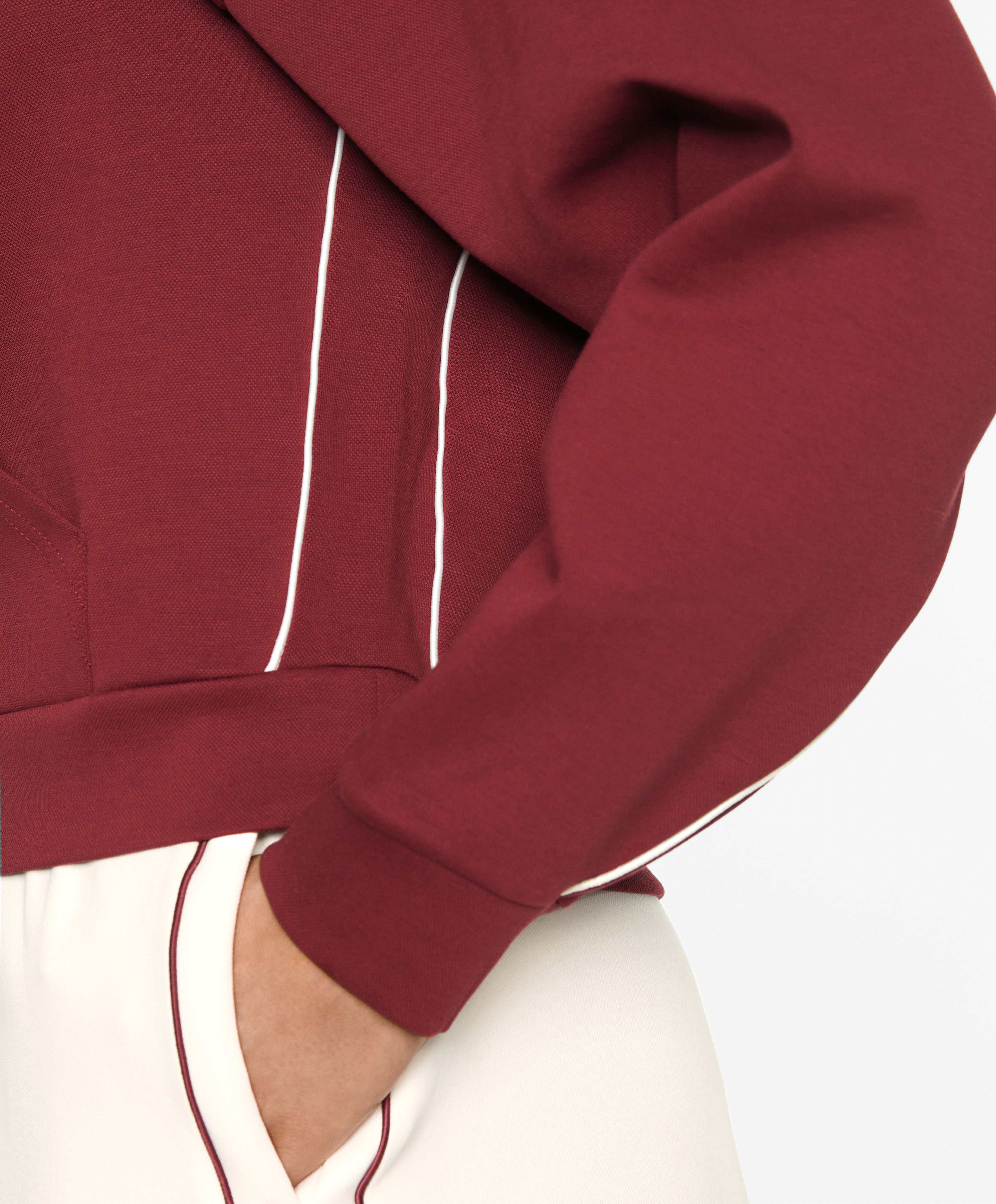 Cotton blend hoodie with piping