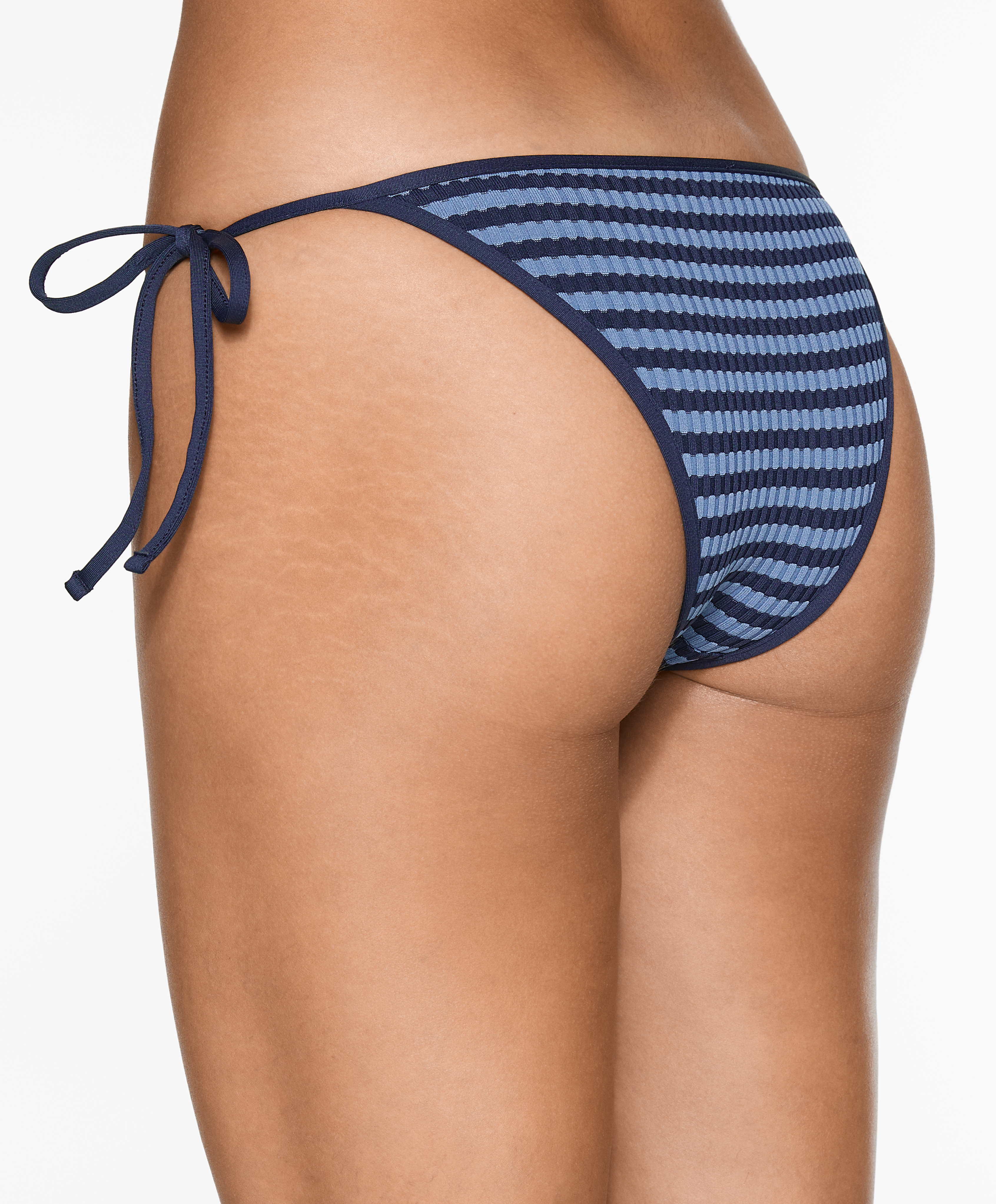 Textured stripe medium-coverage bikini briefs with ties