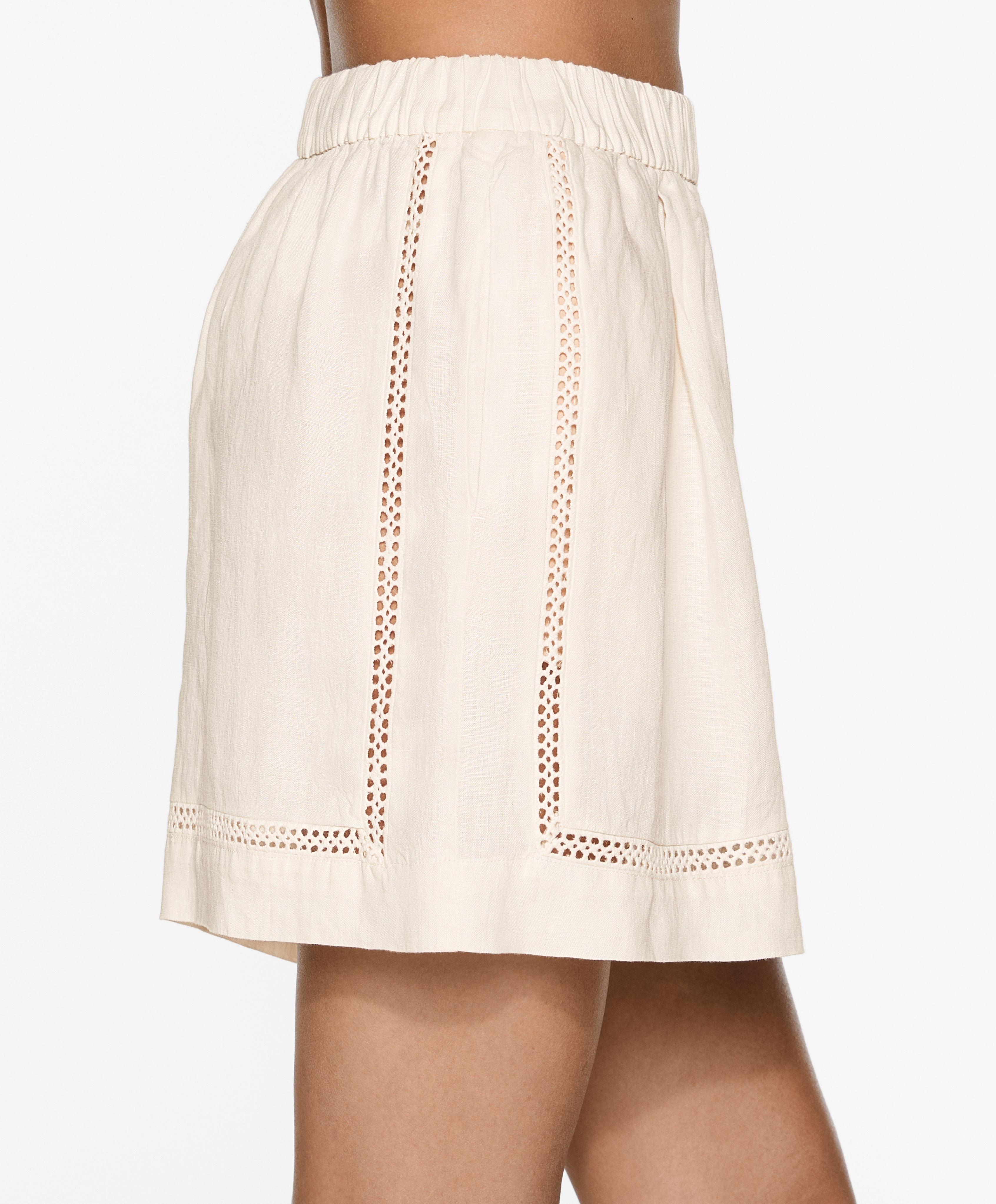 100% linen embroidered Bermuda shorts