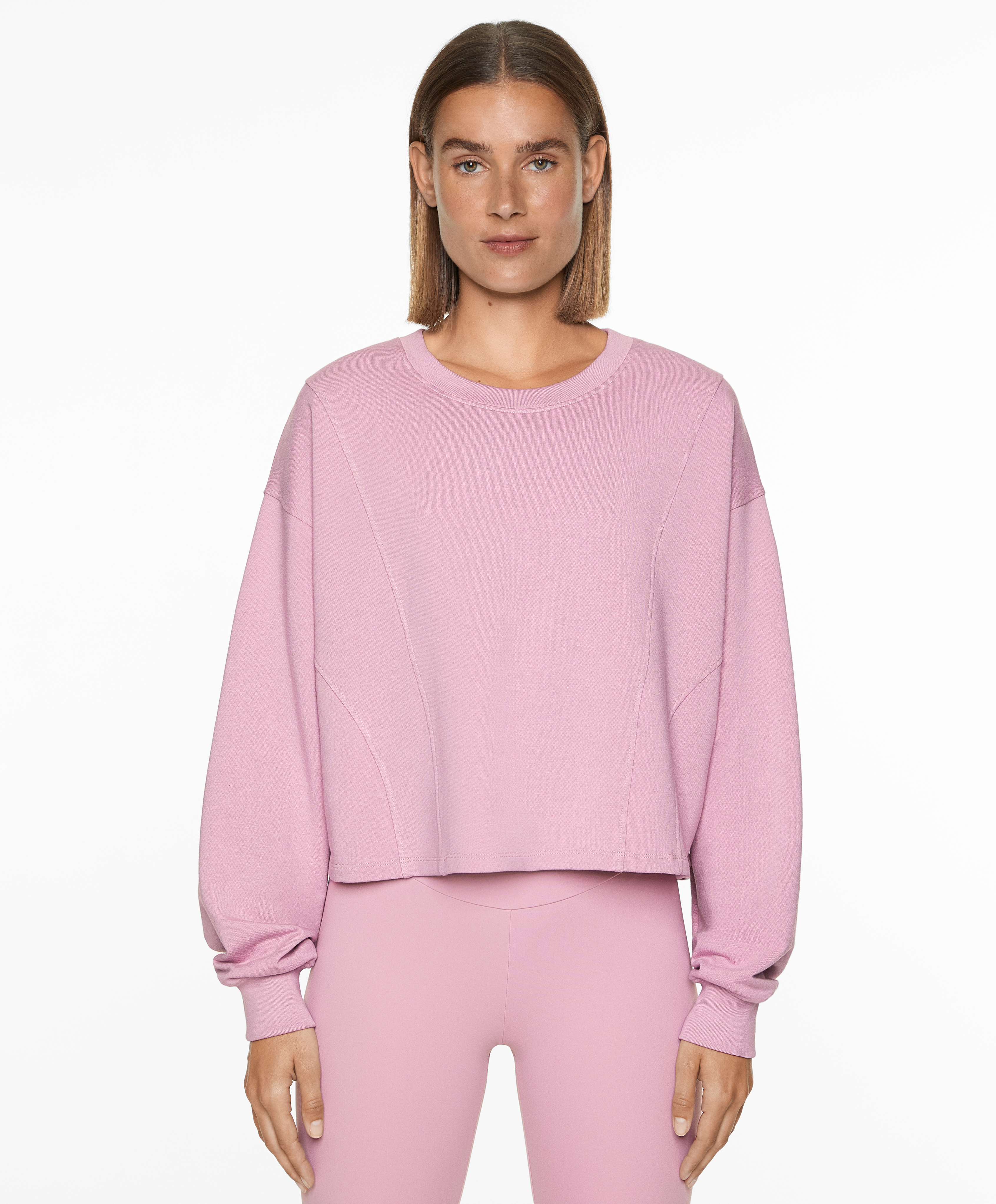 Crop sweatshirt with cotton and modal