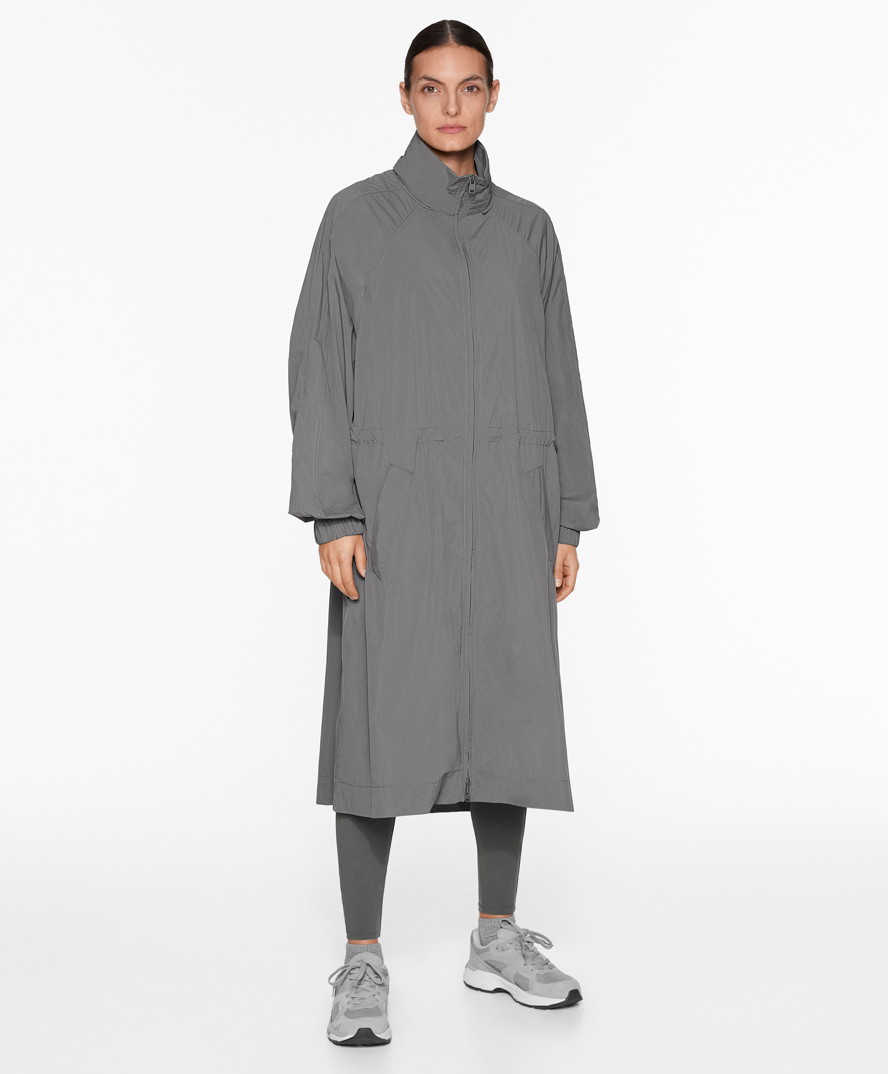 Water-repellent midi jacket