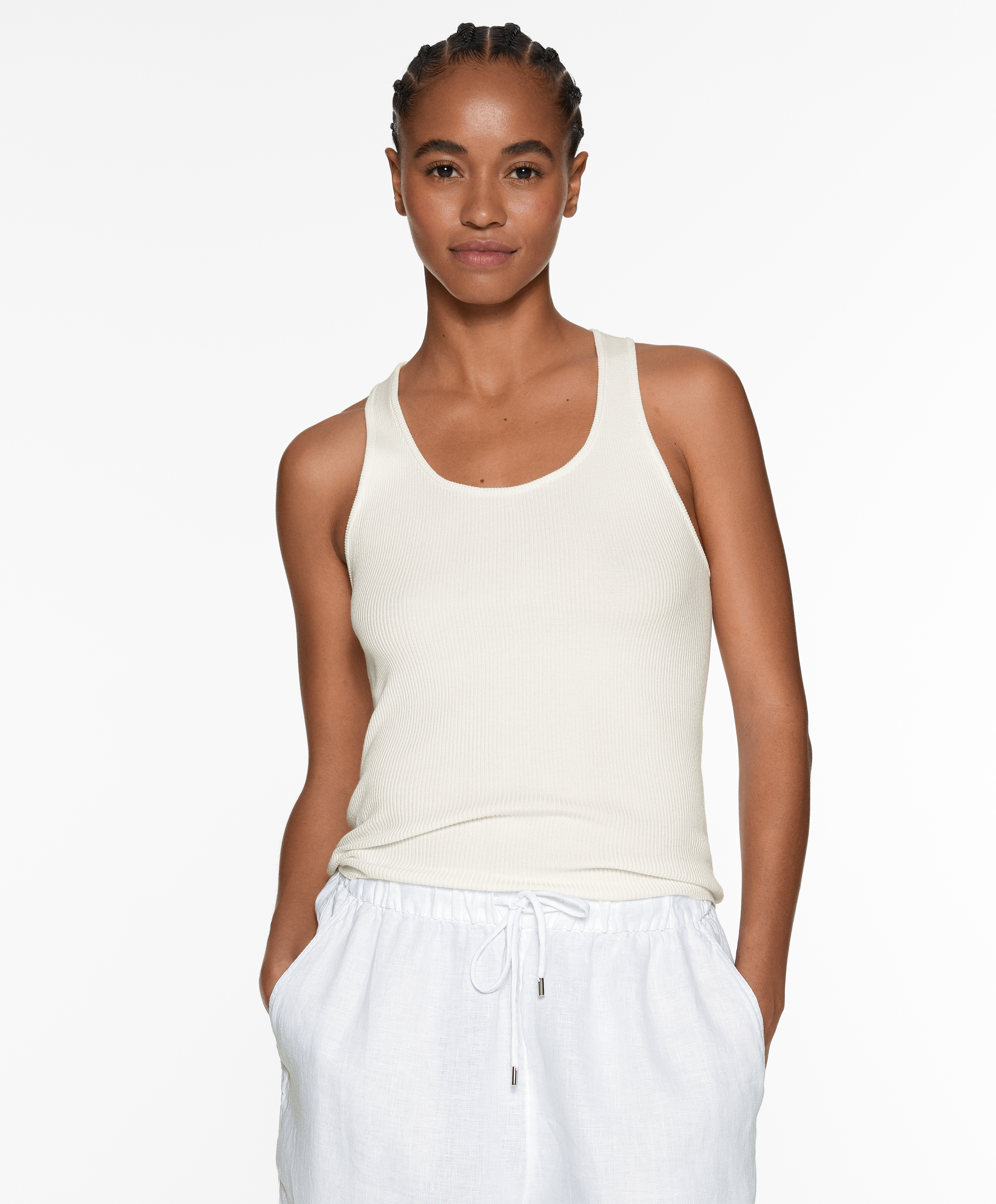 Knit sleeveless T-shirt