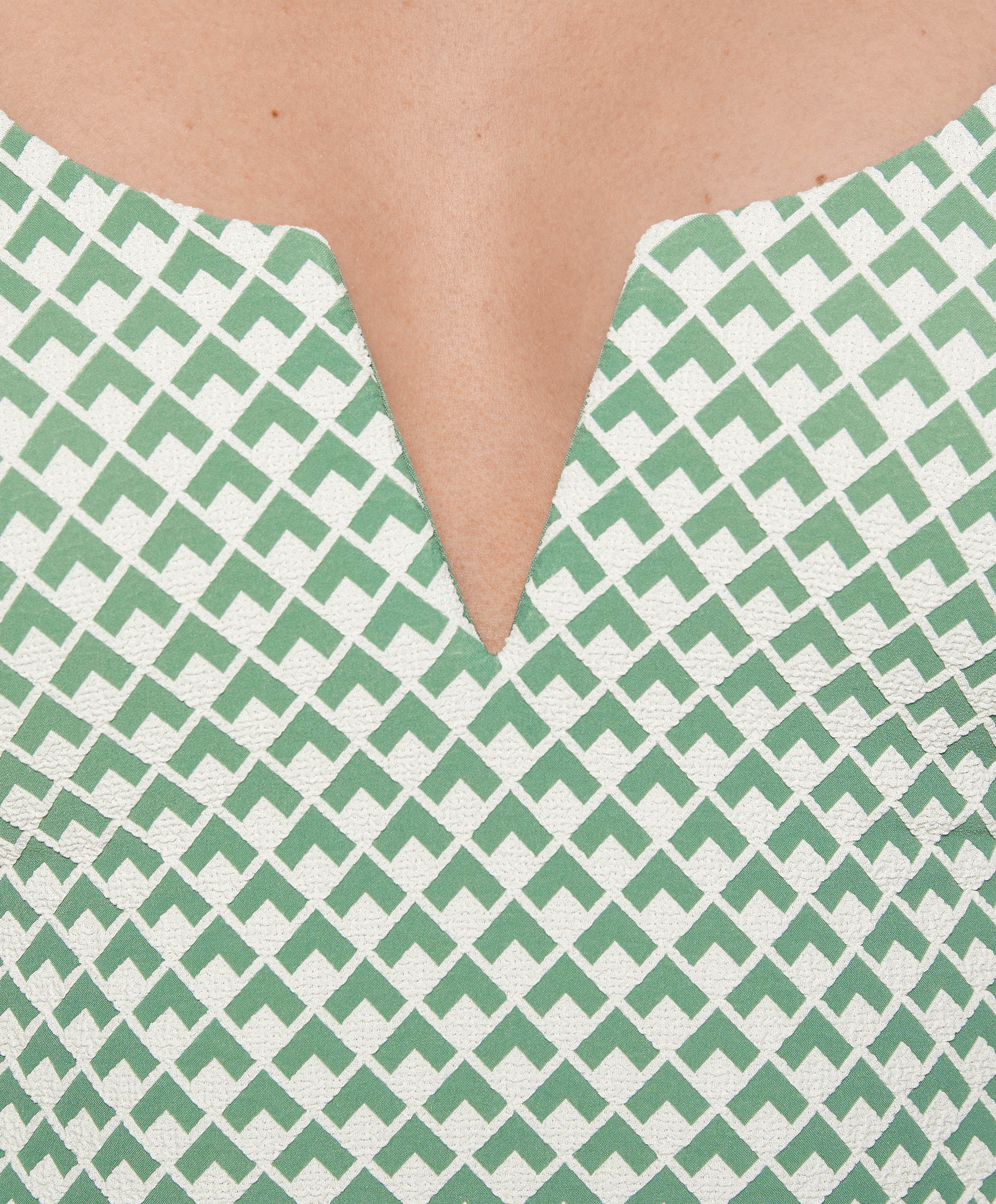 Geometric jacquard V-neck swimsuit