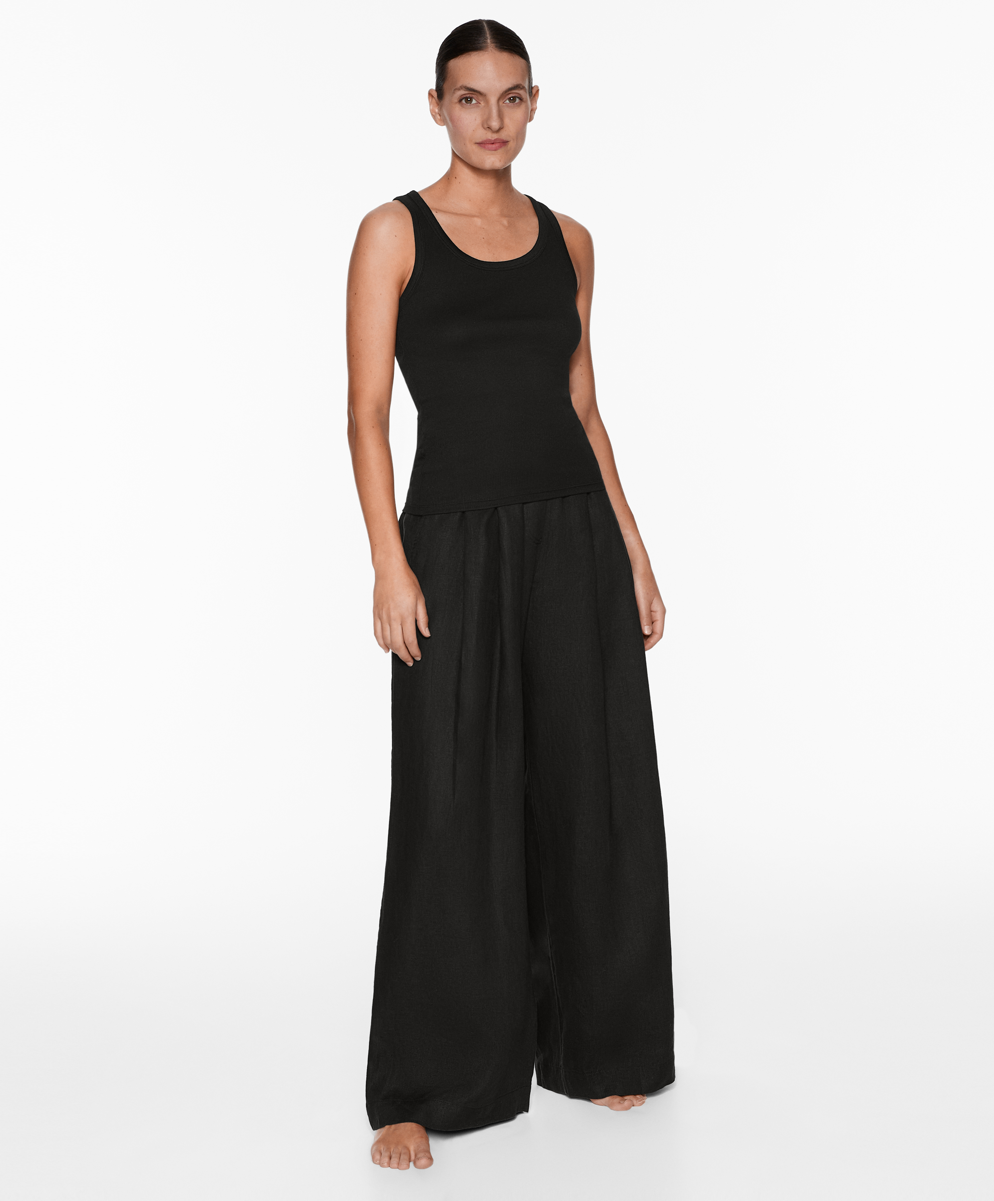 Rib vest top with cotton and modal