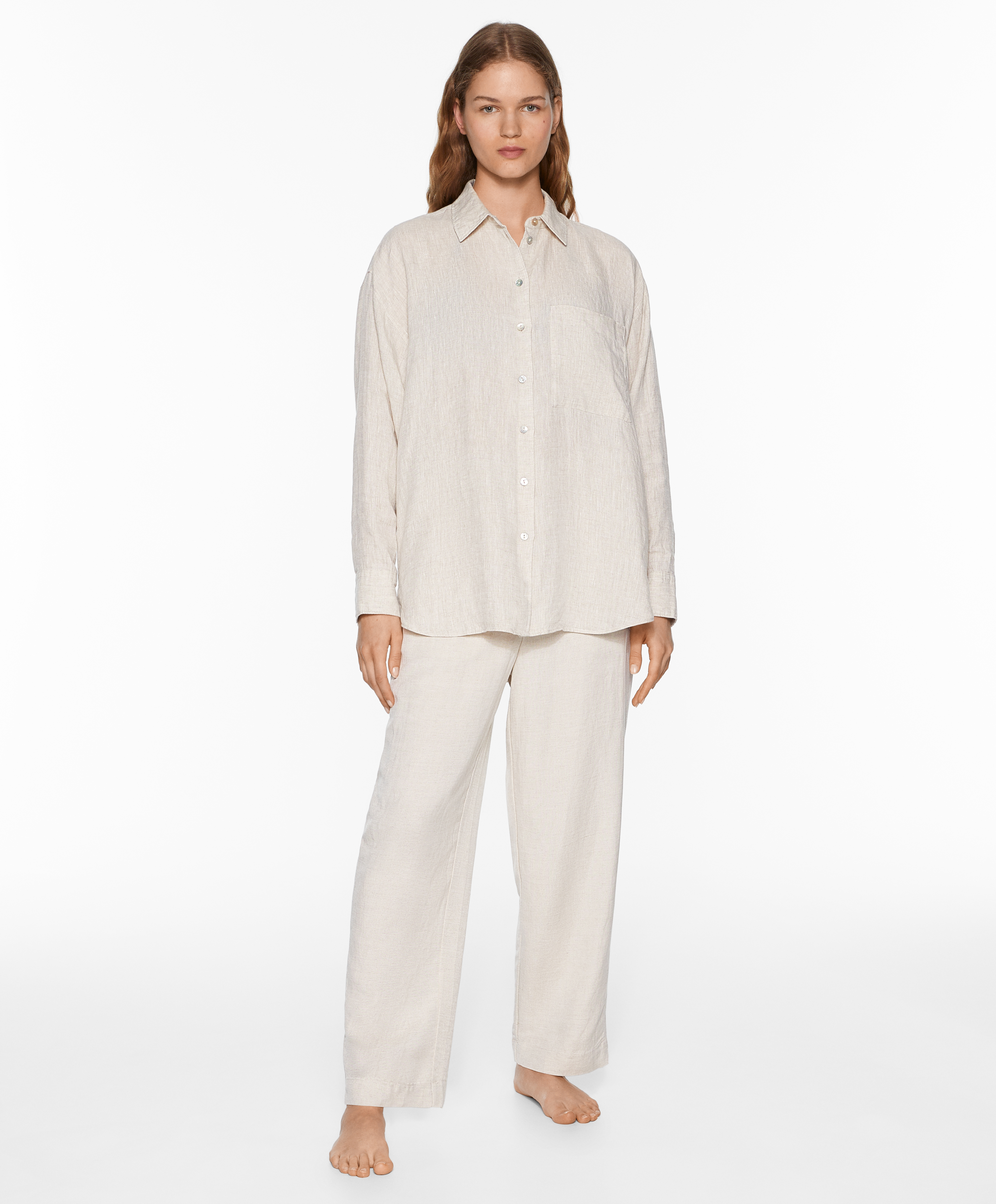 Slim-fit trousers with linen