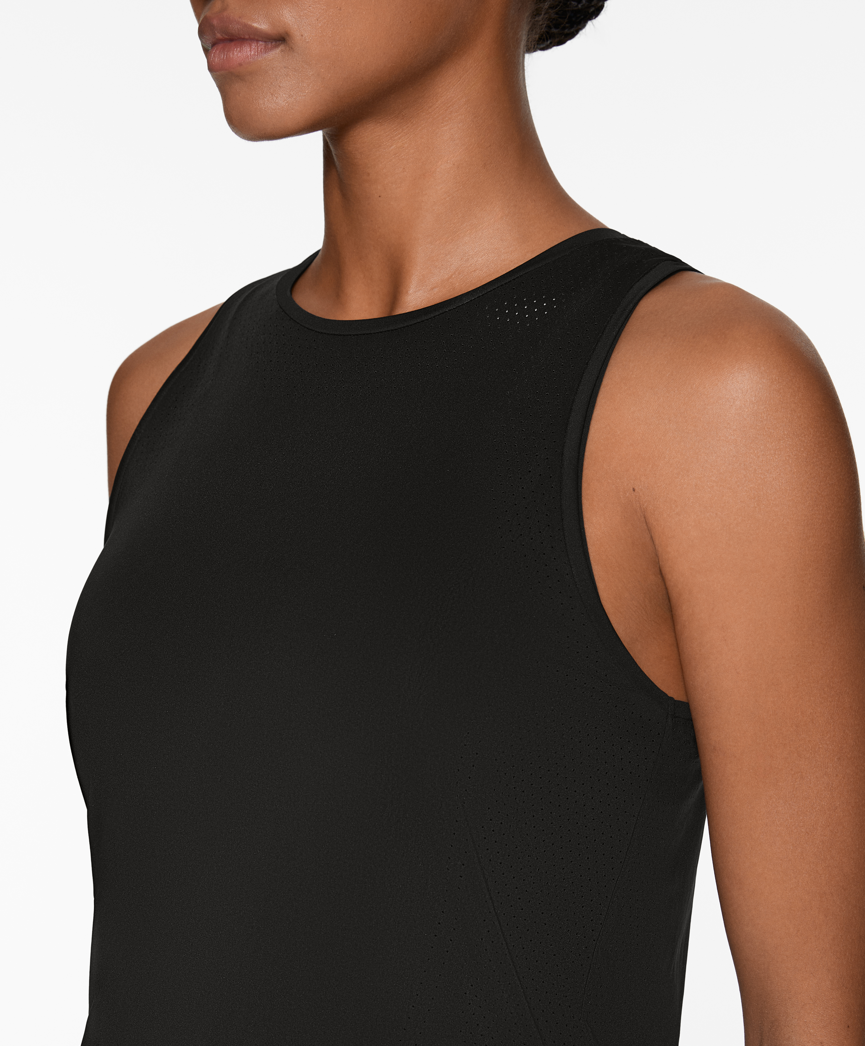 Sleeveless technical T-shirt with open back