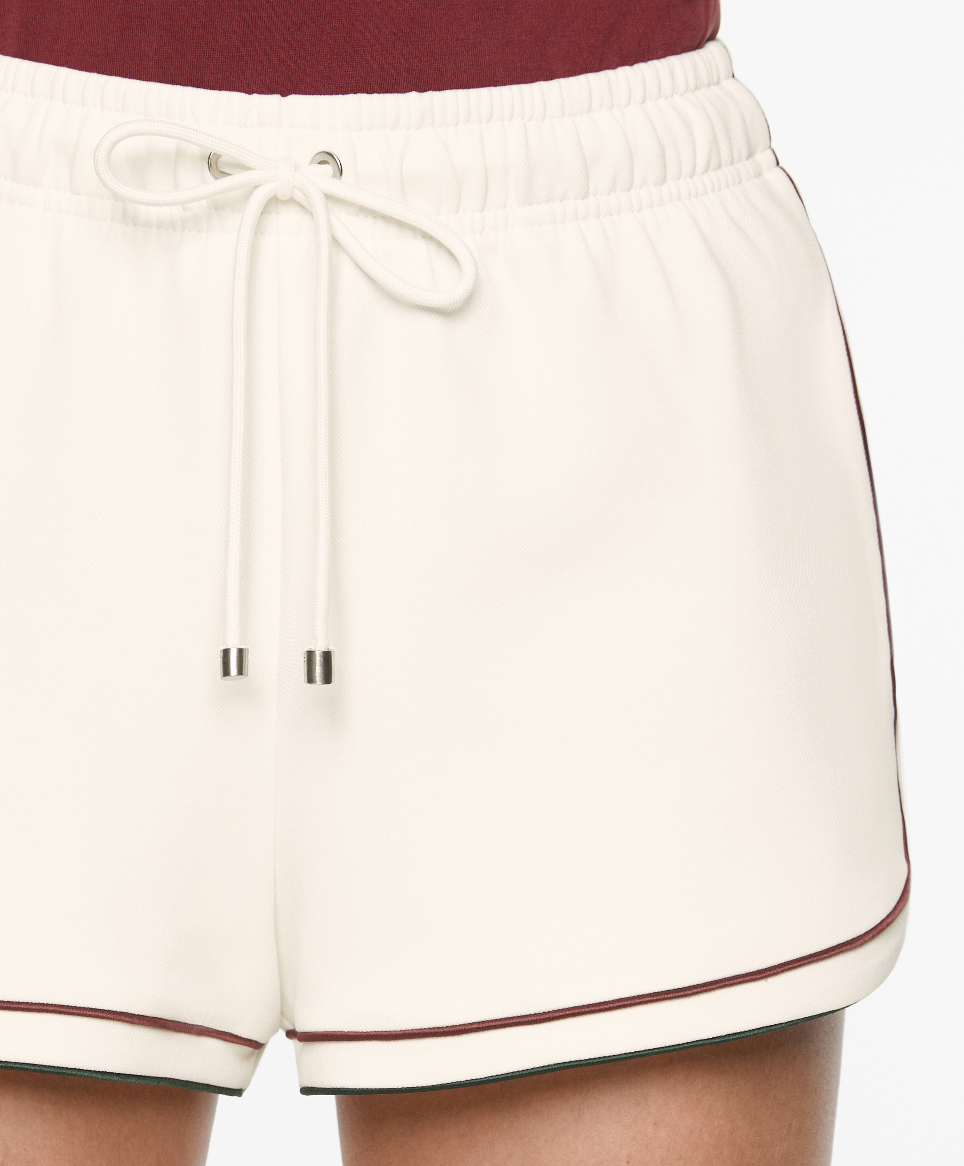 Cotton blend piqué shorts with double piping