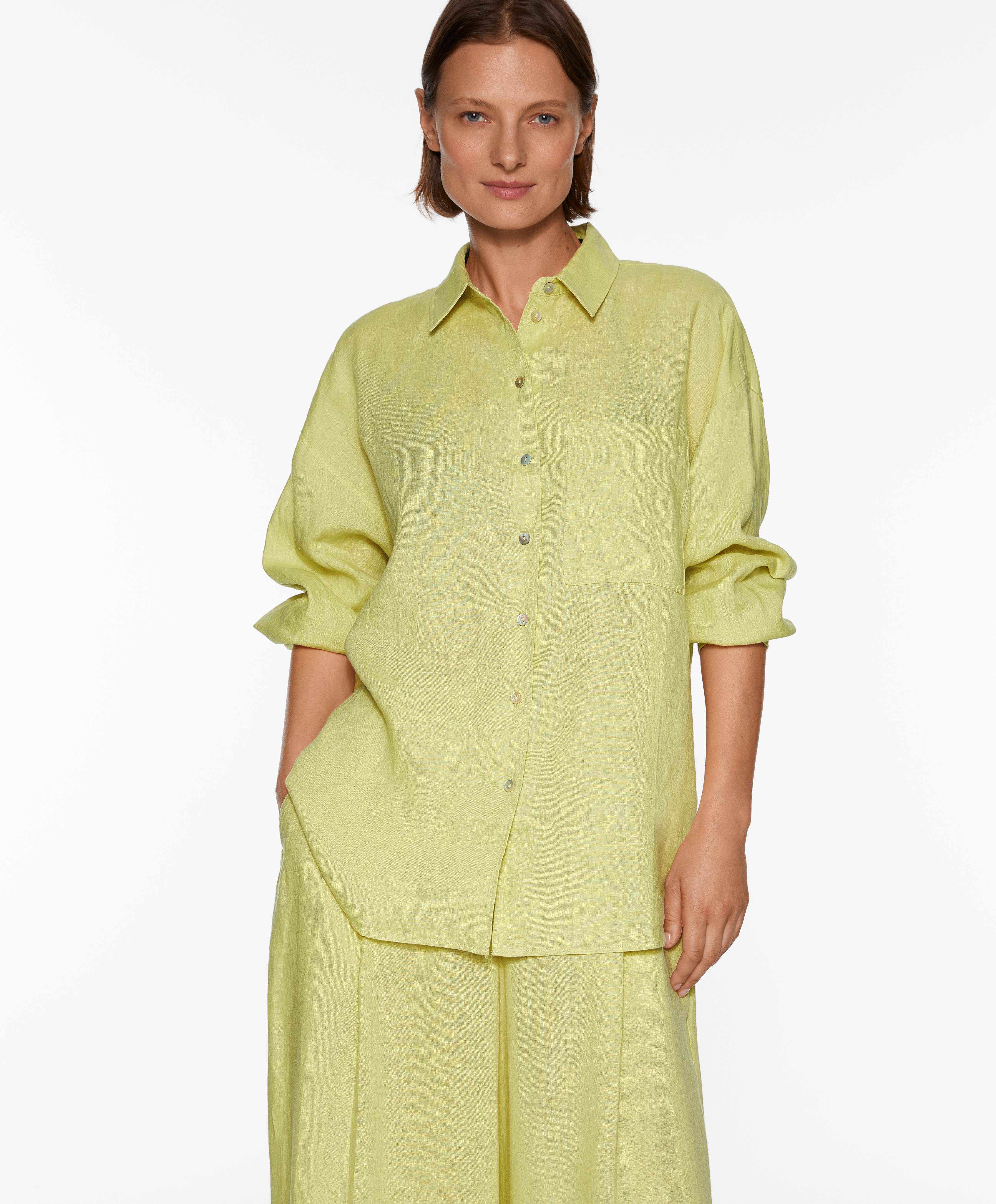 100% linen long-sleeved shirt