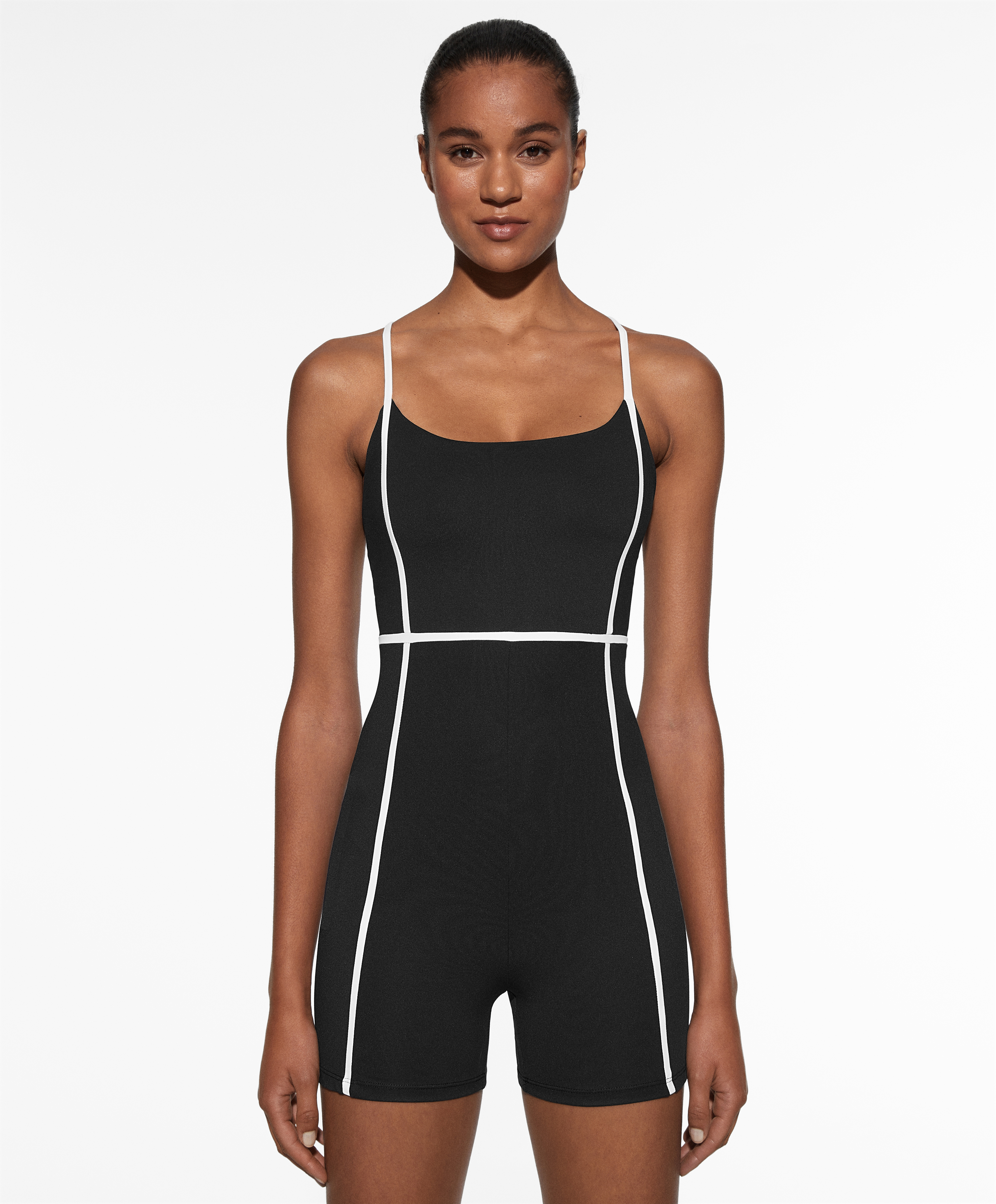 Comfortlux piping short jumpsuit