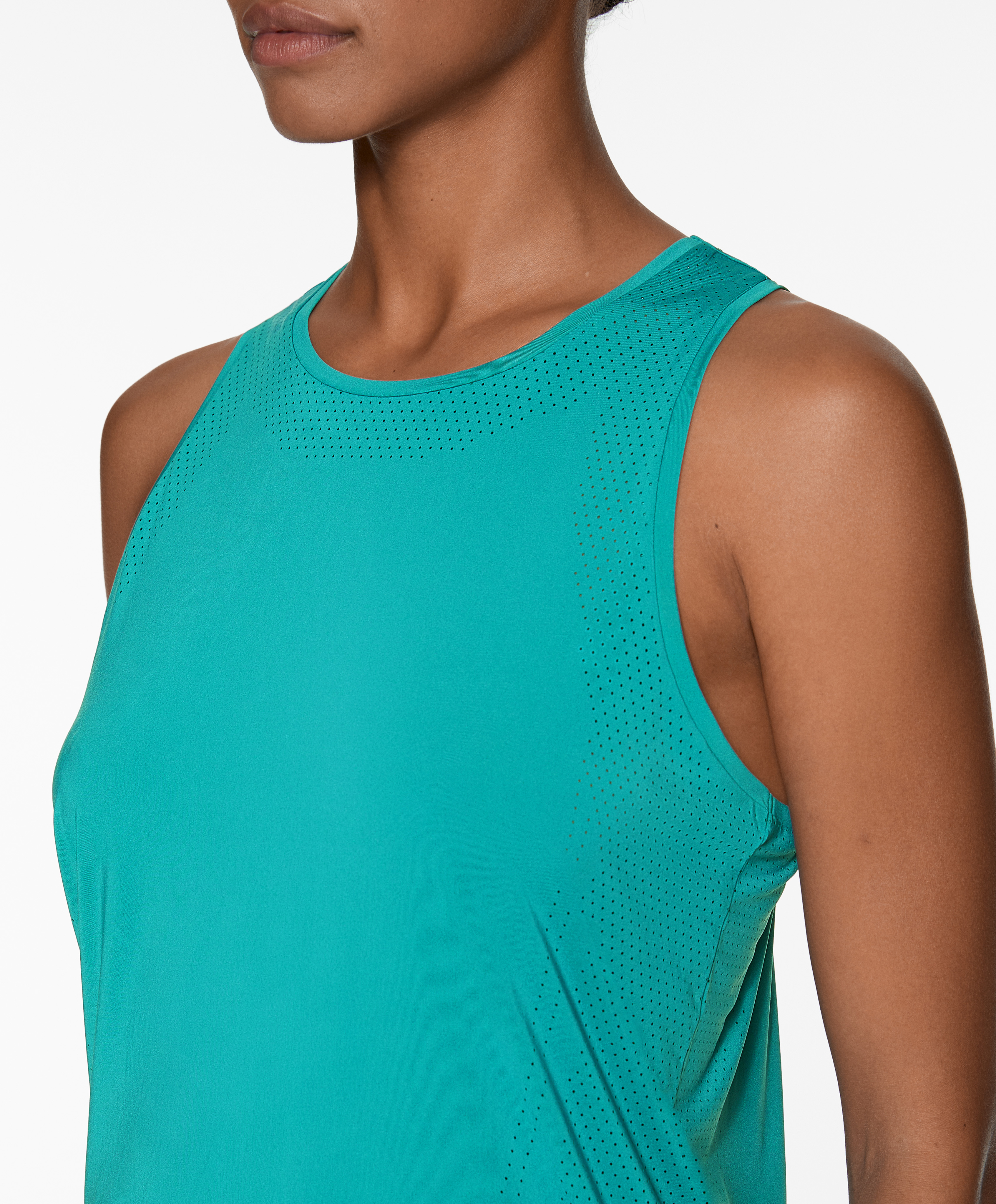 Sleeveless technical T-shirt with open back