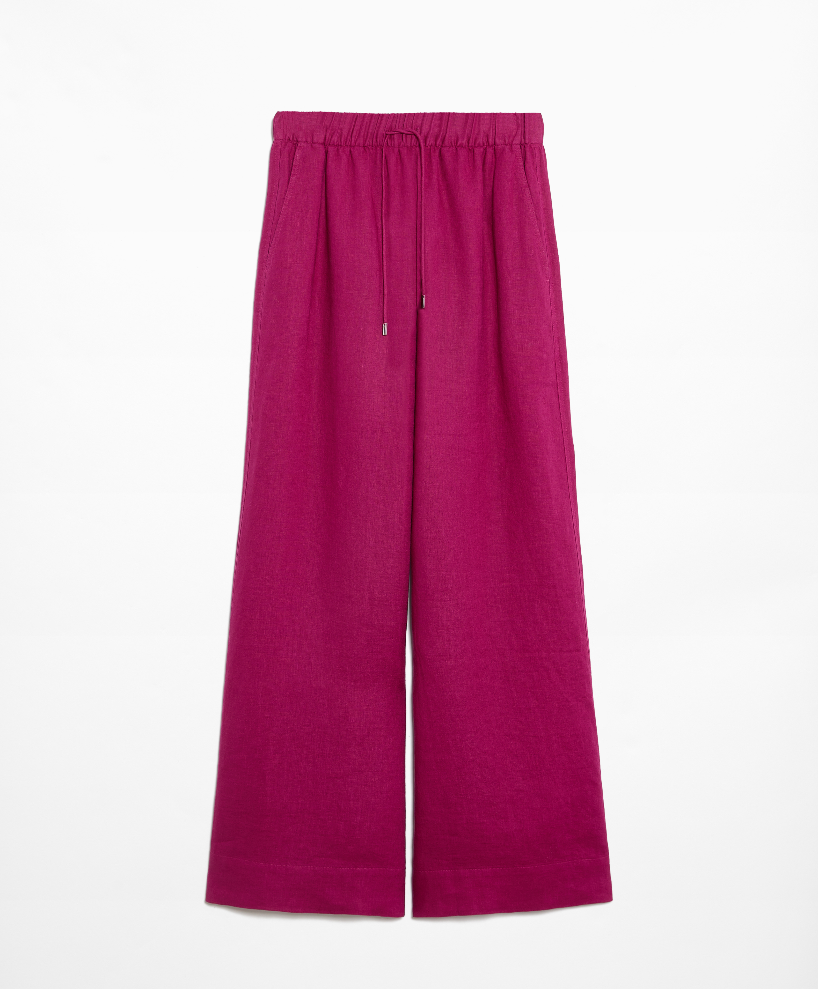 100% linen wide straight-leg trousers