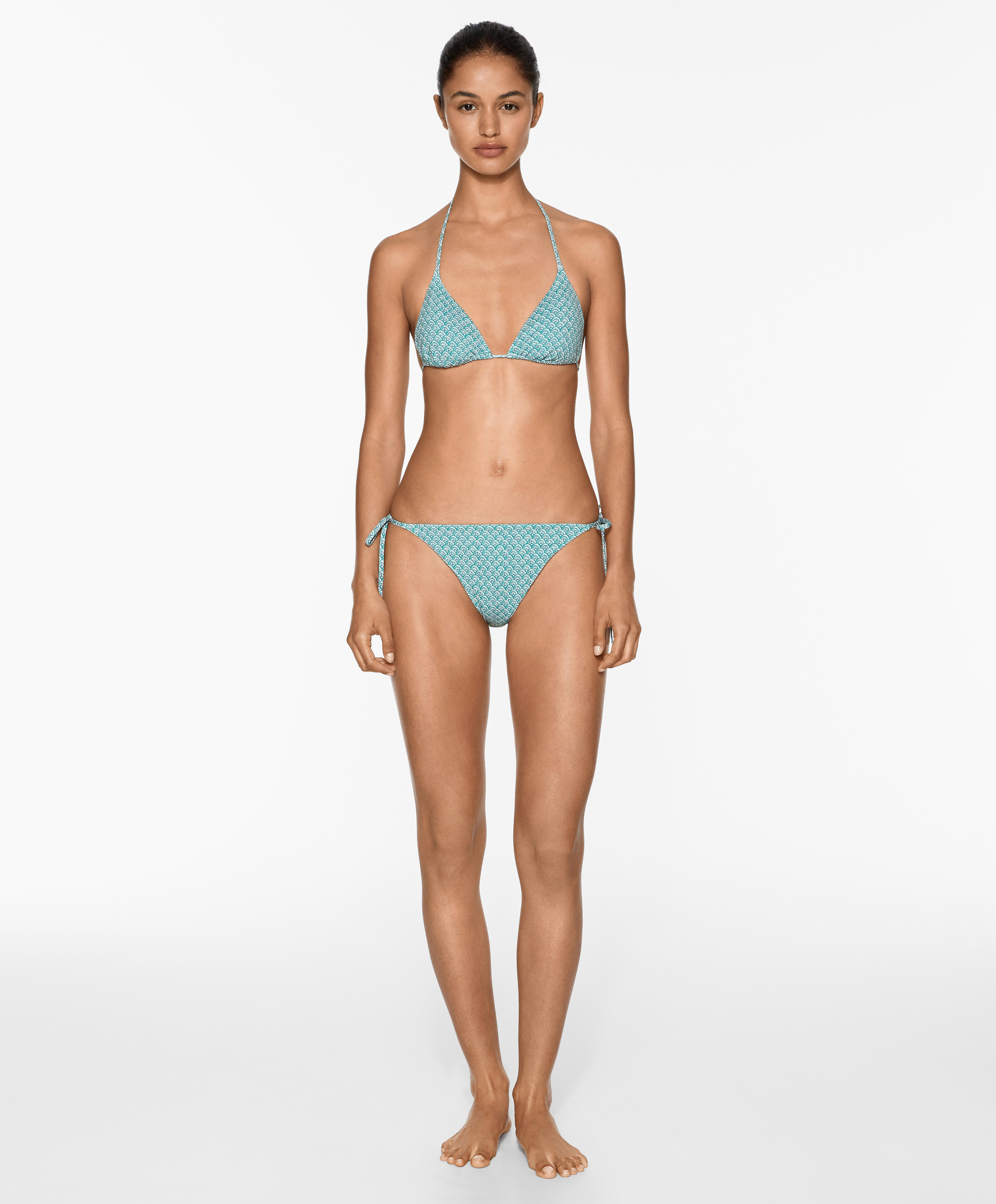 Motif print triangle bikini top